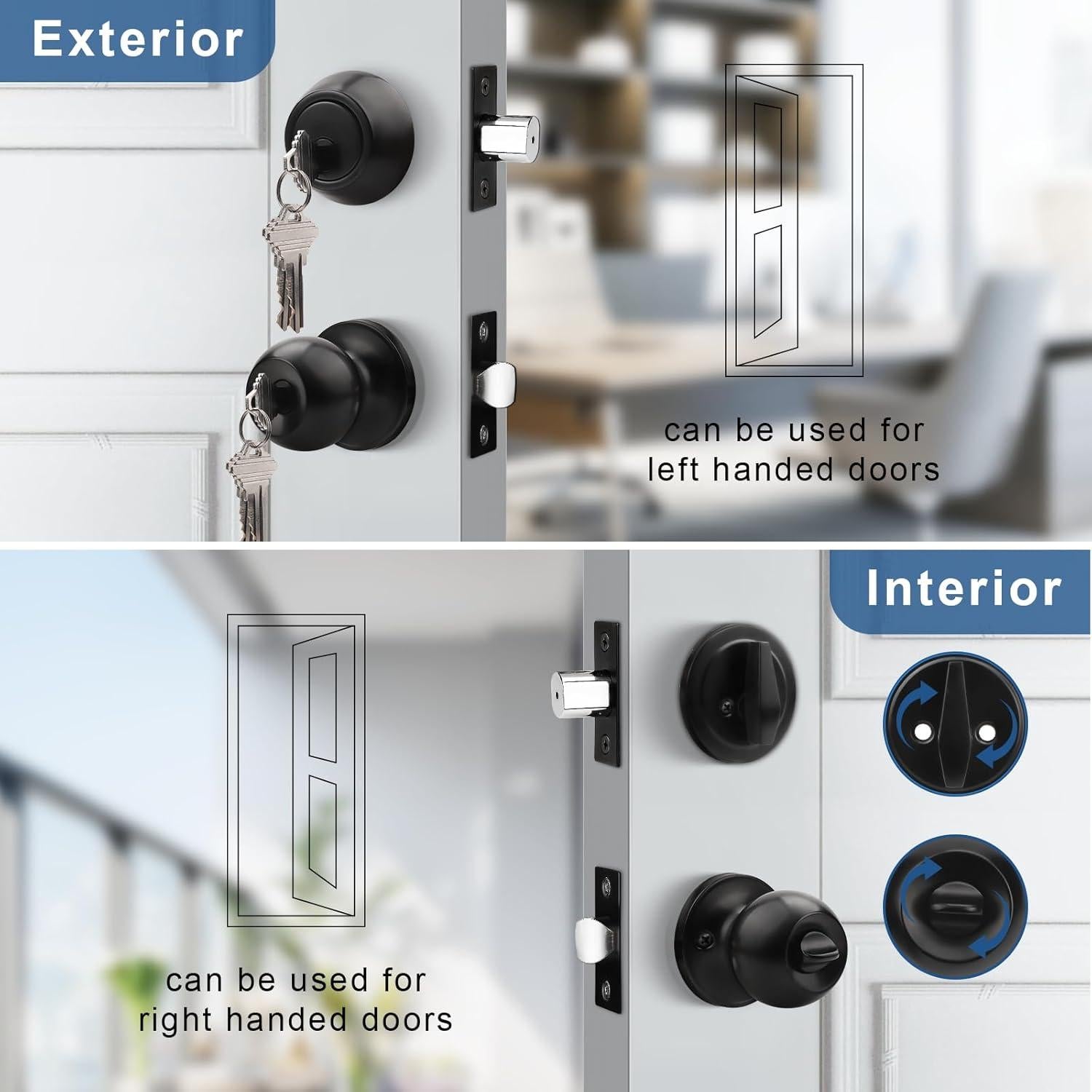 Cerradura de Puerta Exterior Knobonly con Llave Negra Mate