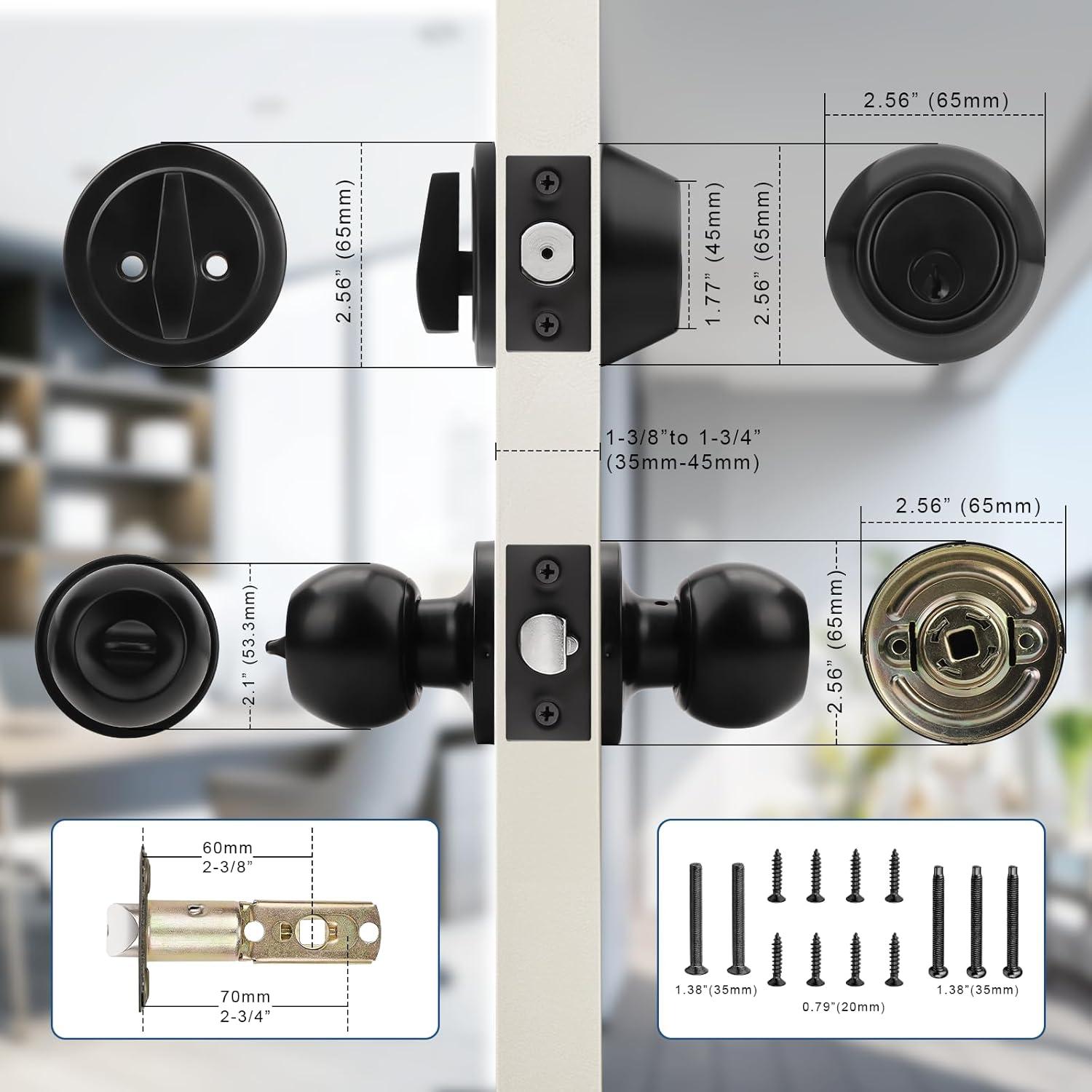 Cerradura de Puerta Exterior Knobonly con Llave Negra Mate