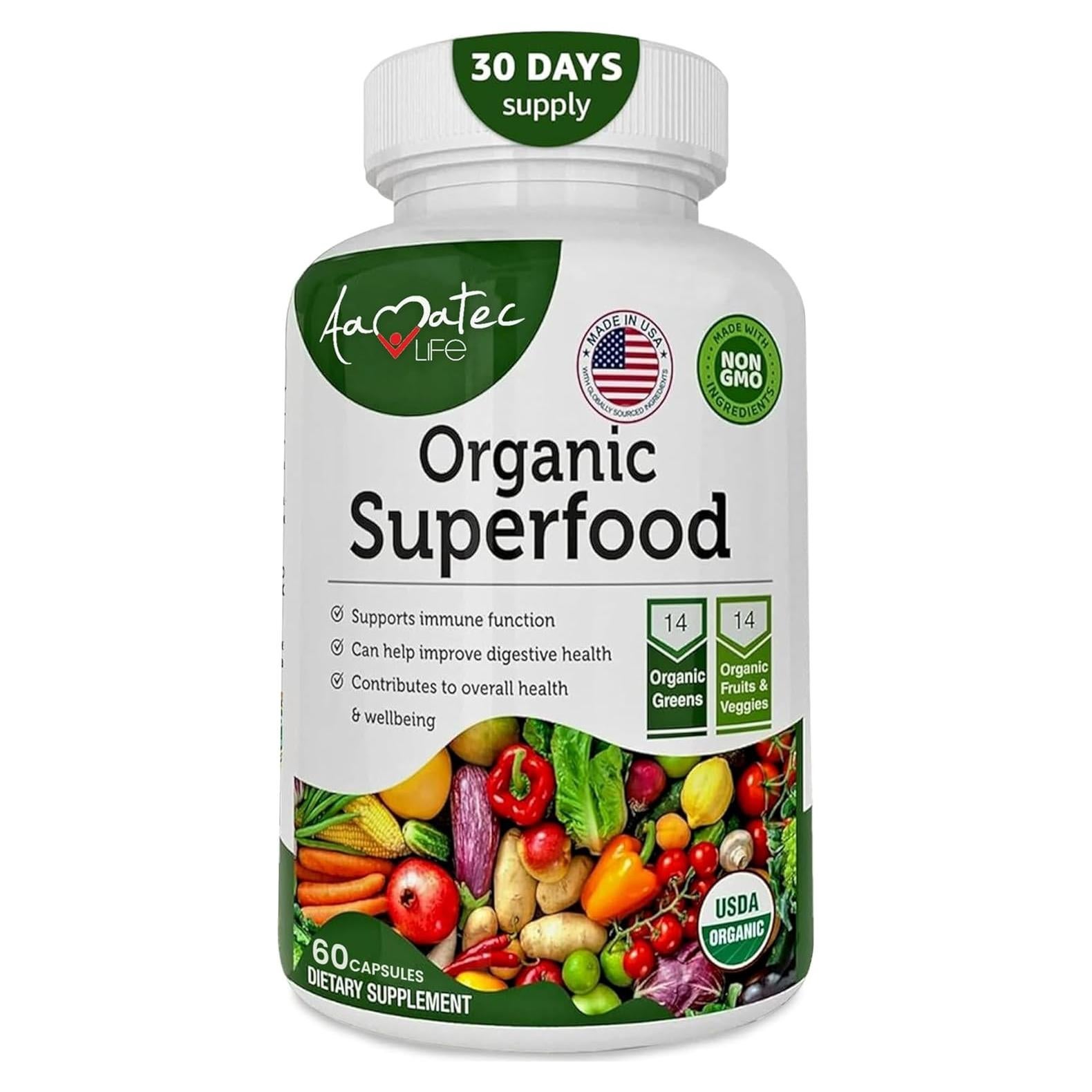 Suplemento Dietético Orgánico Amate 60 Cápsulas Superalimentos