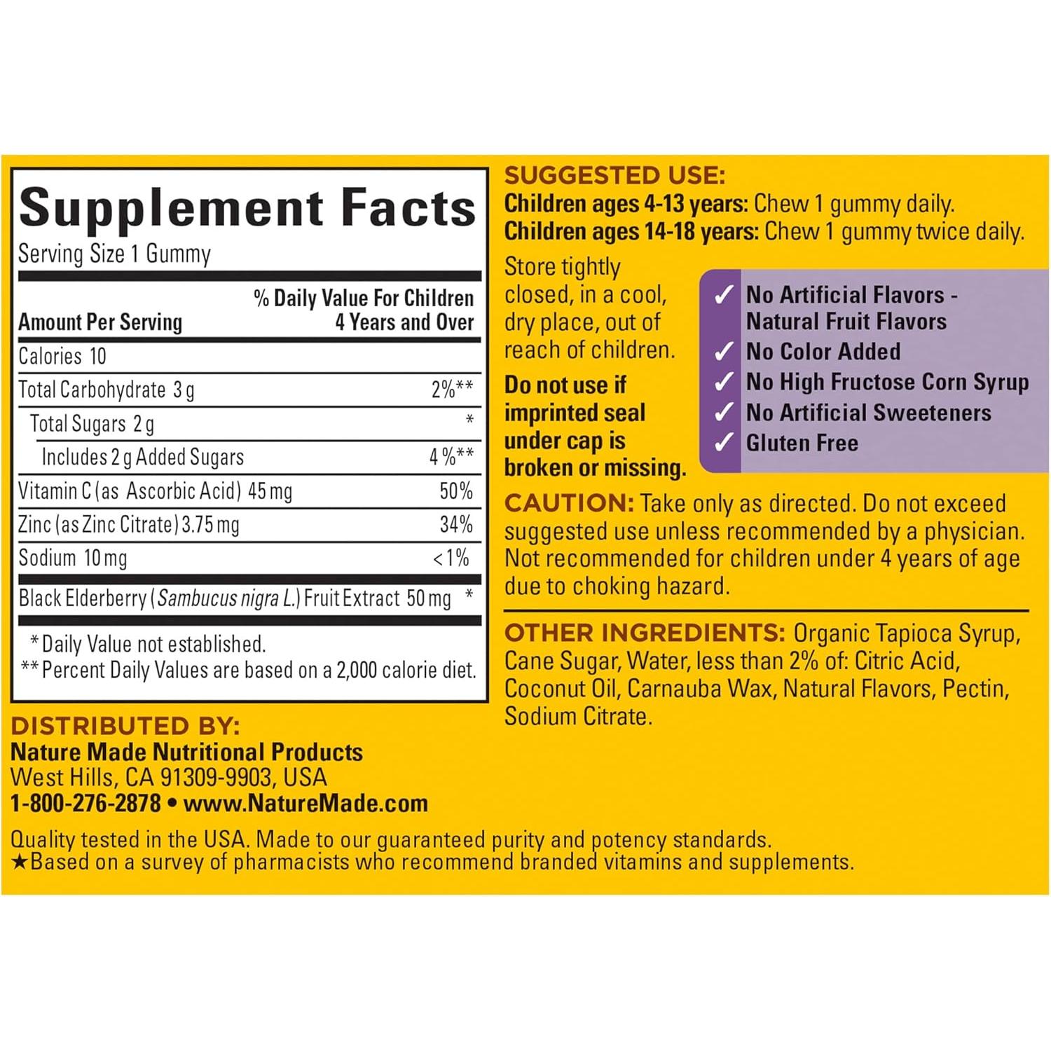 Gominolas de Saúco Nature Made Kids First con Vitamina C y Zinc - 40 Unidades