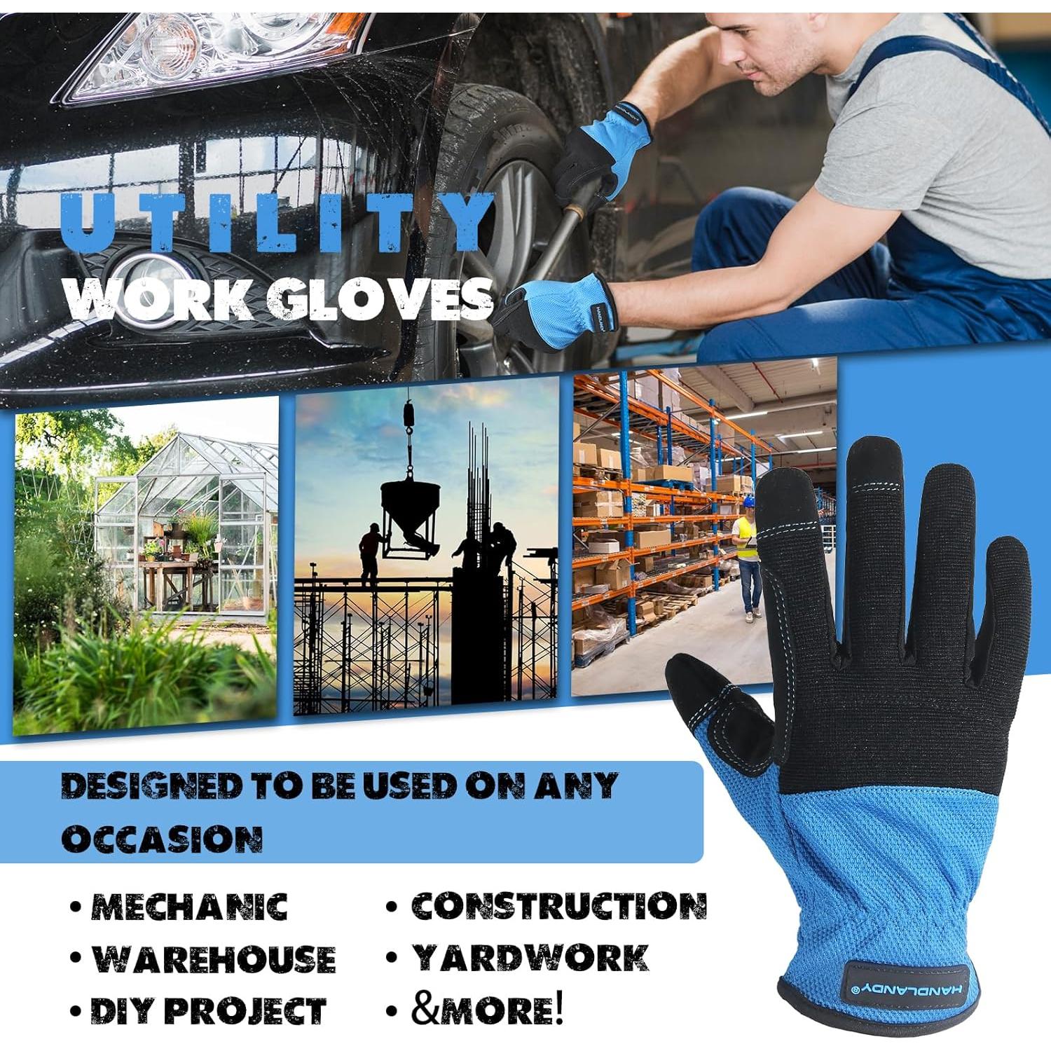 Guantes de Trabajo HANDLANDY Unisex Táctiles Flexibles