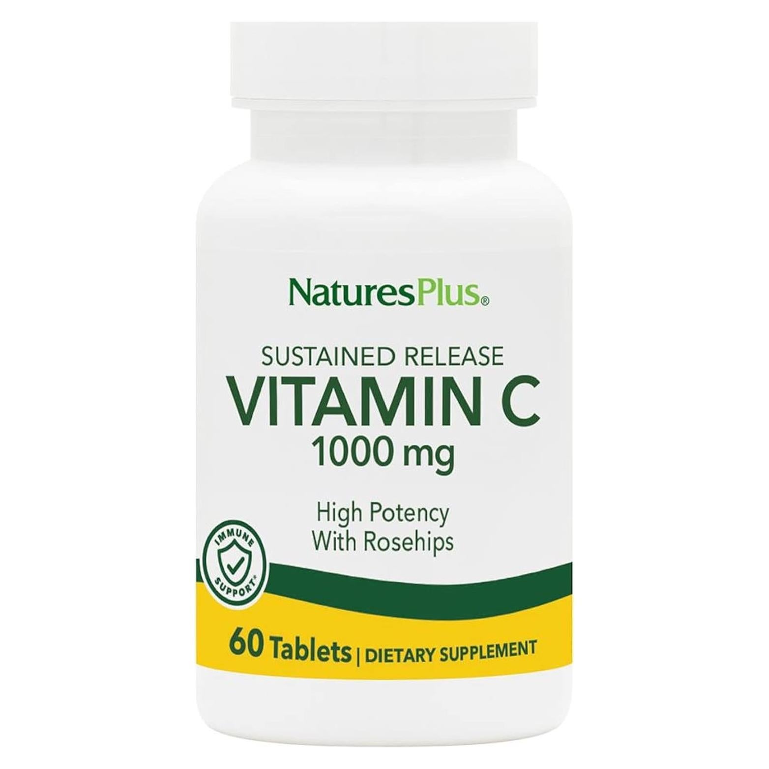 Vitamina C 1000 mg NaturesPlus con Escaramujo - 60 Tabletas Vegetarianas