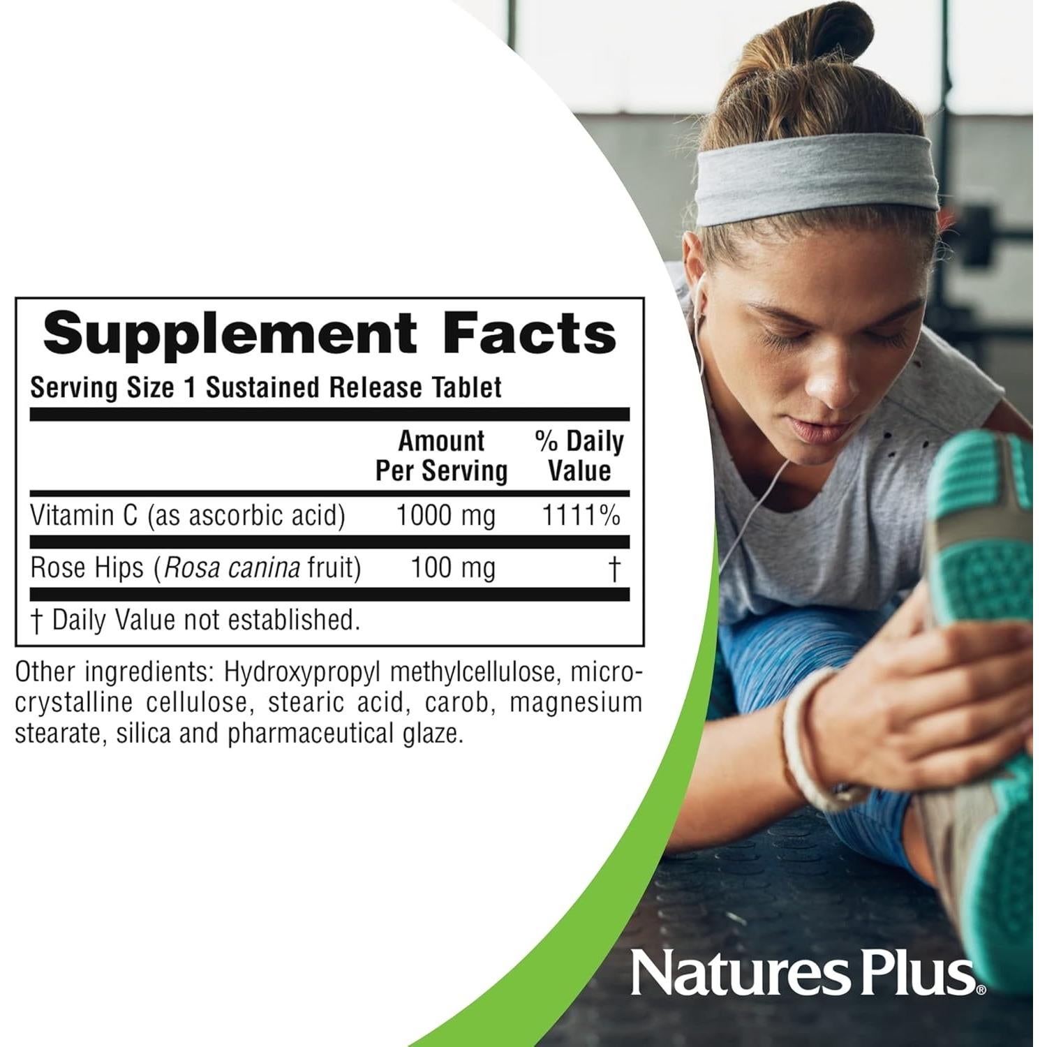 Vitamina C 1000 mg NaturesPlus con Escaramujo - 60 Tabletas Vegetarianas