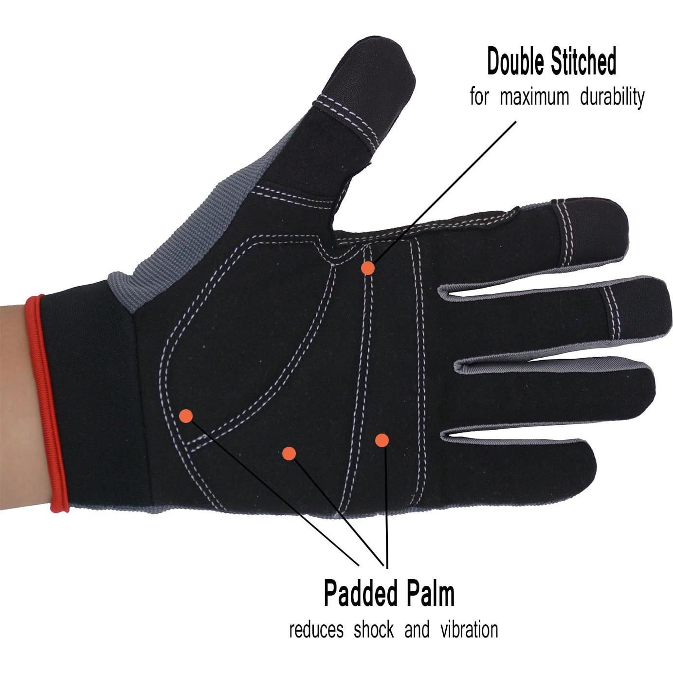 Guantes de Trabajo HANDLANDY 2X-Grande Gris 6 Pares Táctiles