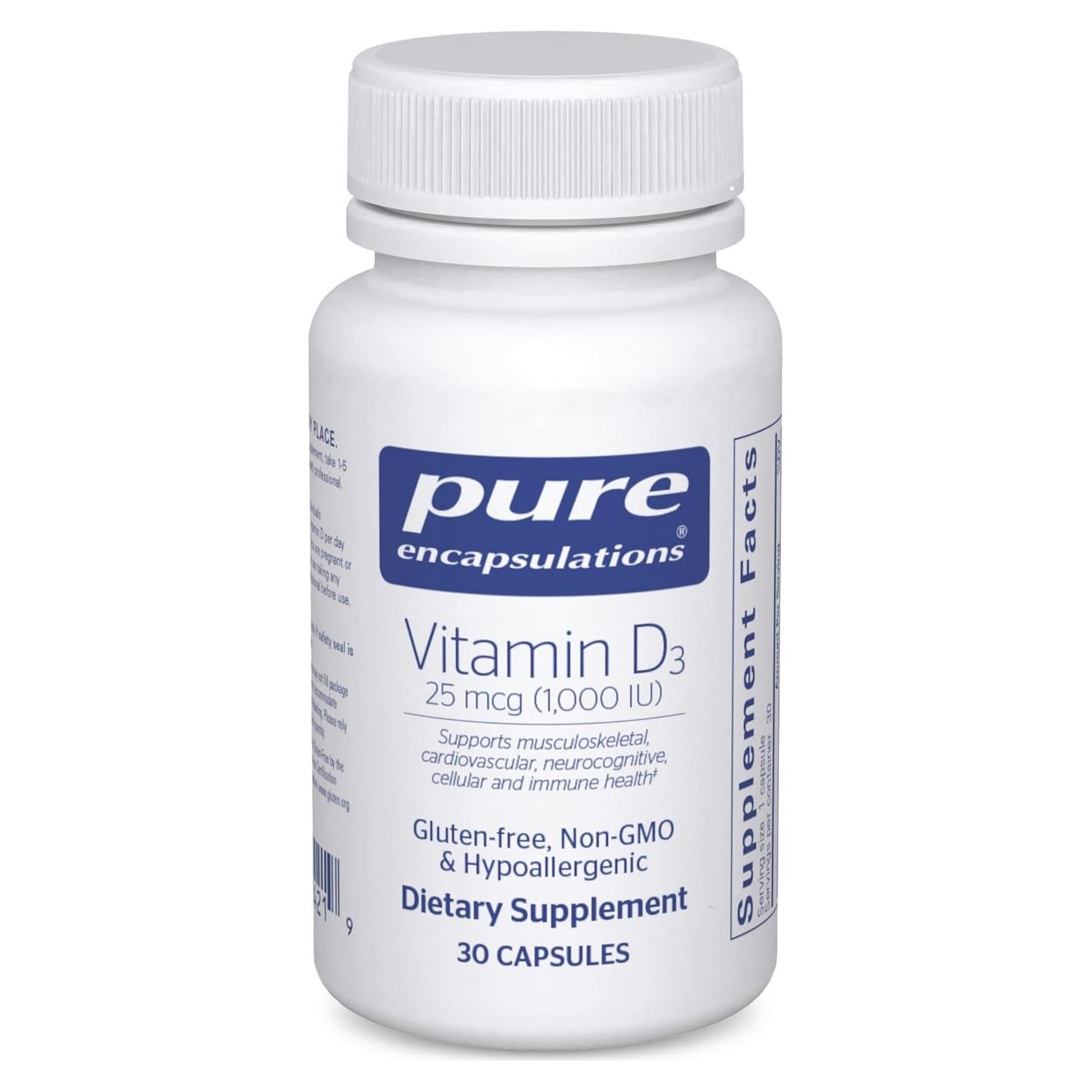 Vitamina D3 25 mcg Pure Encapsulations - 60 Cápsulas
