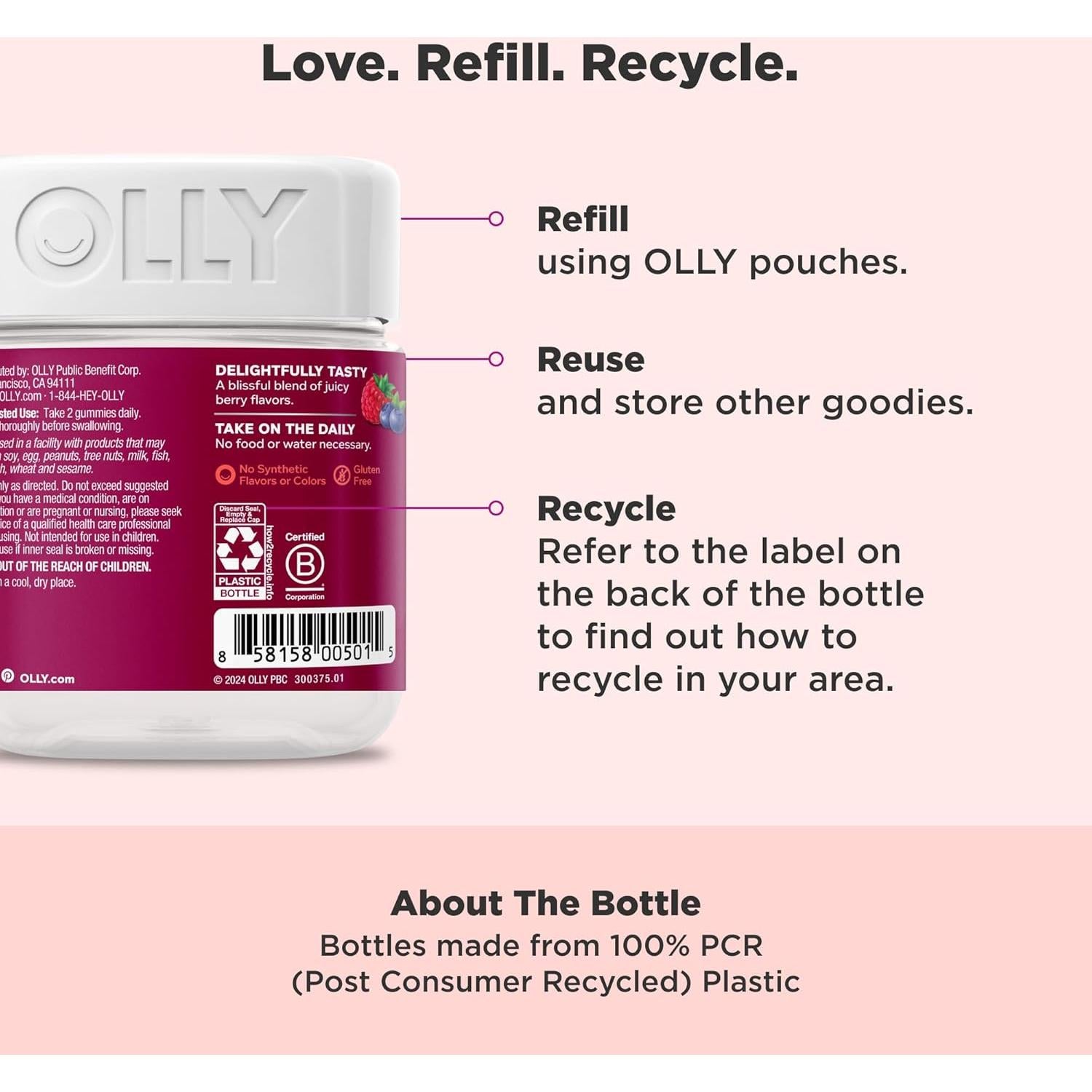 Gomitas Multivitamínicas OLLY para Mujeres 90 Conteo Sabor Baya