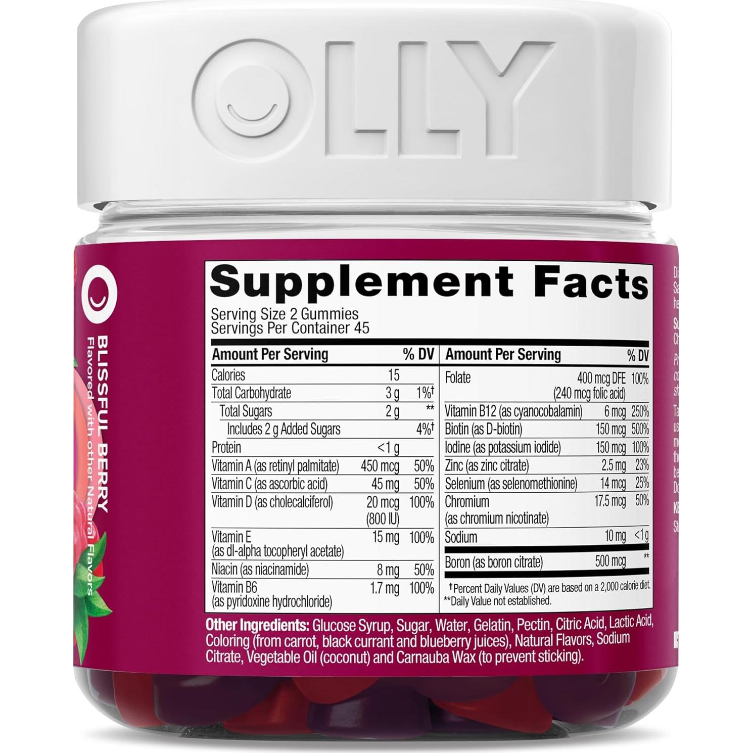Gomitas Multivitamínicas OLLY para Mujeres 90 Conteo Sabor Baya