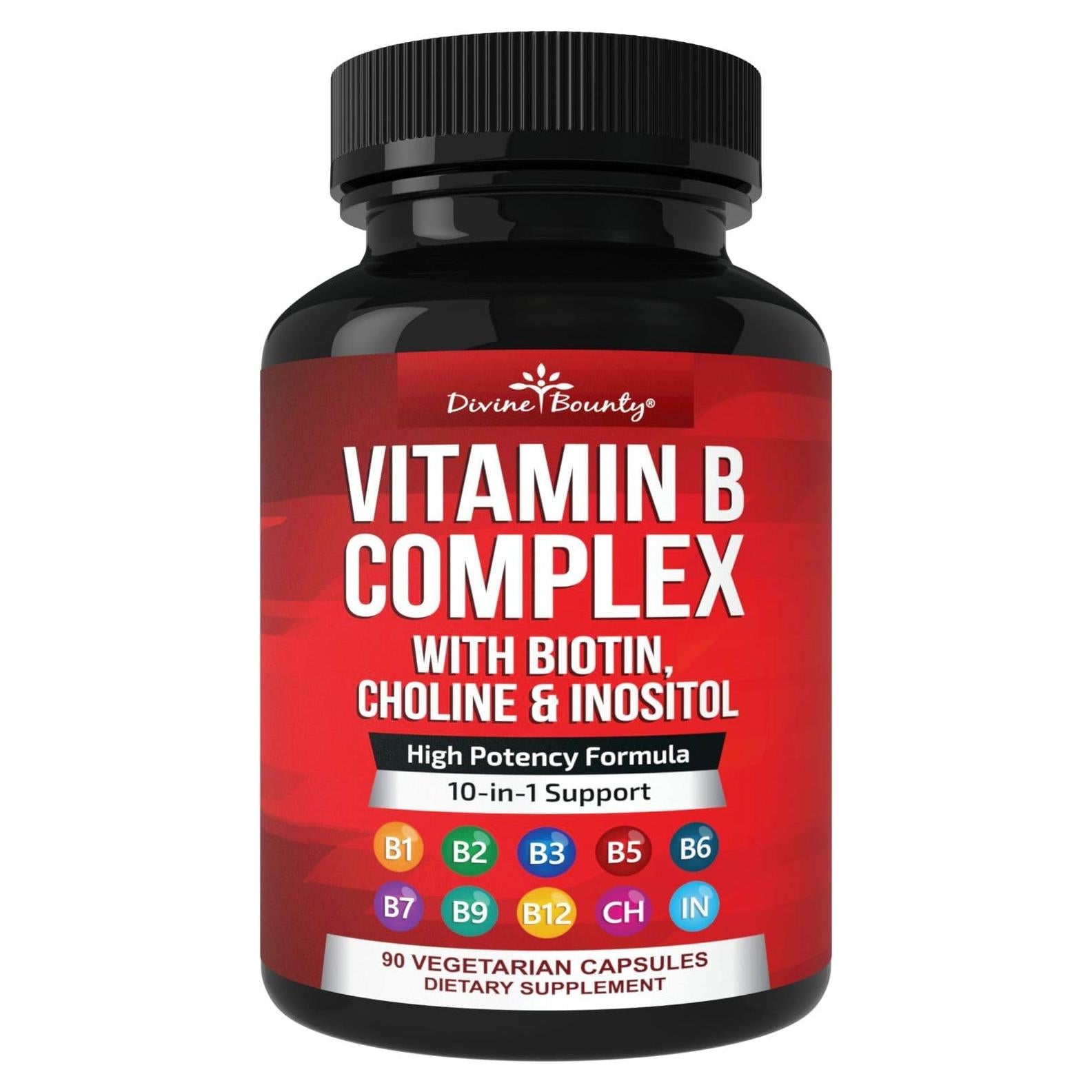 Complejo de Vitaminas B Divine Bounty - 90 Cápsulas Vegetarianas