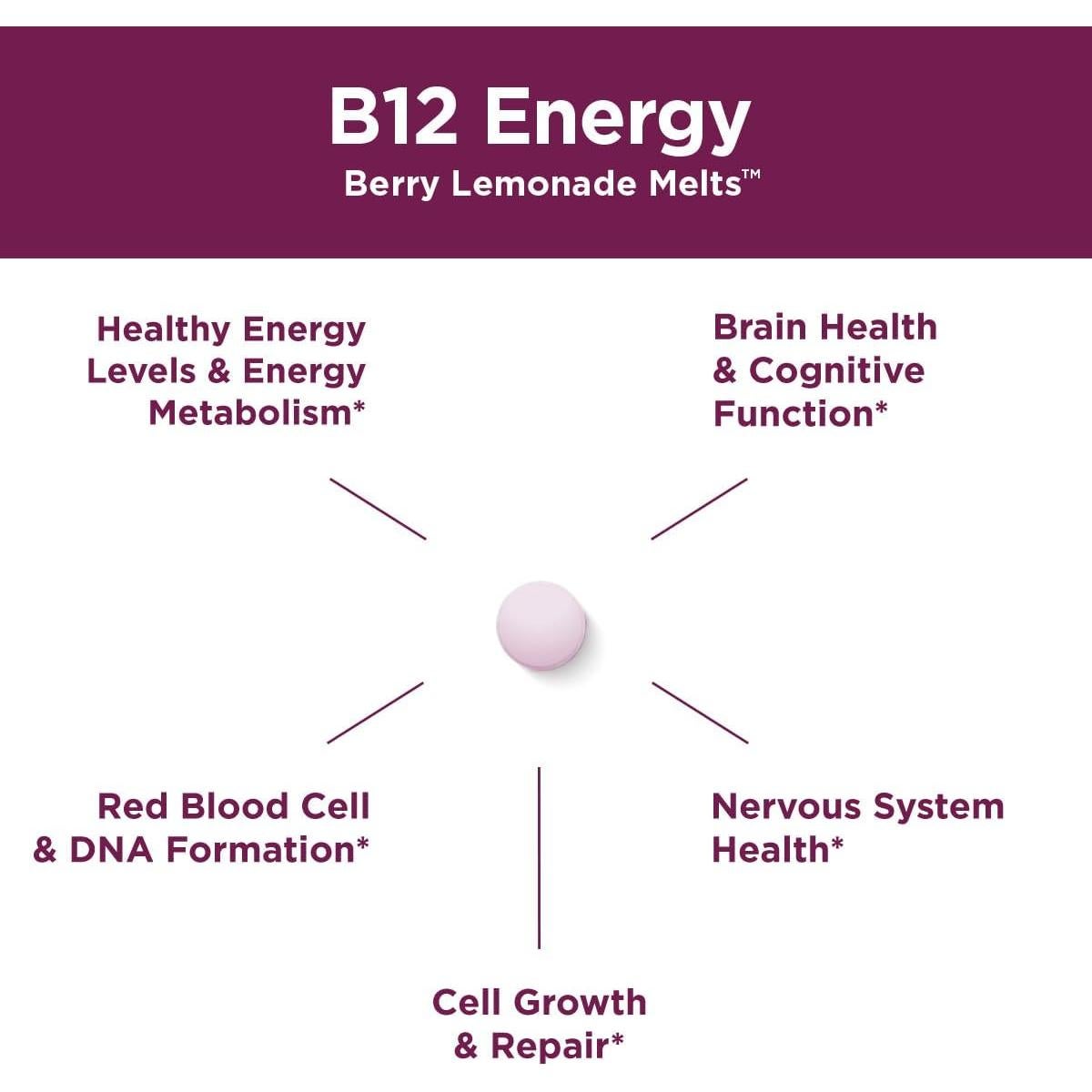 Tabletas Derretibles B12 Purity Products Limón Frambuesa 30 Unidades