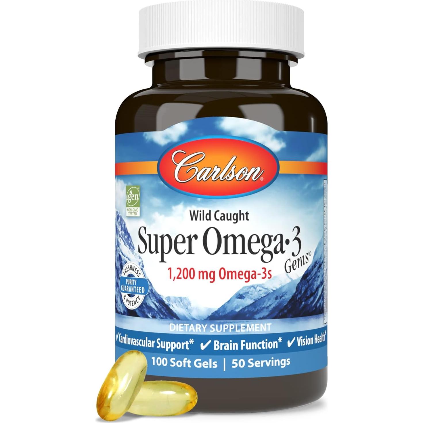 Suplemento Omega-3 Carlson 1200 mg EPA DHA 100 Cápsulas