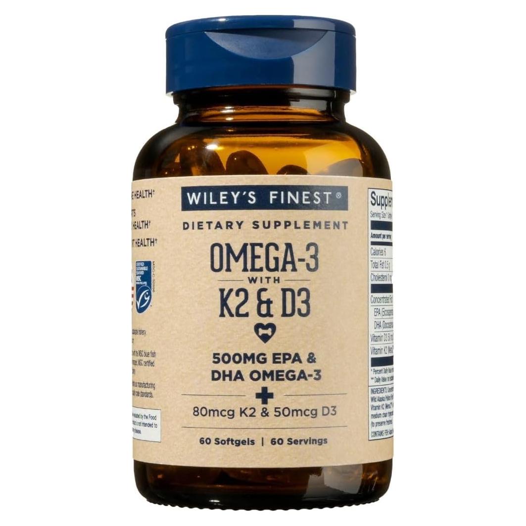 Aceite de Pescado Silvestre Wiley's Finest 60 Softgels 500mg Omega-3