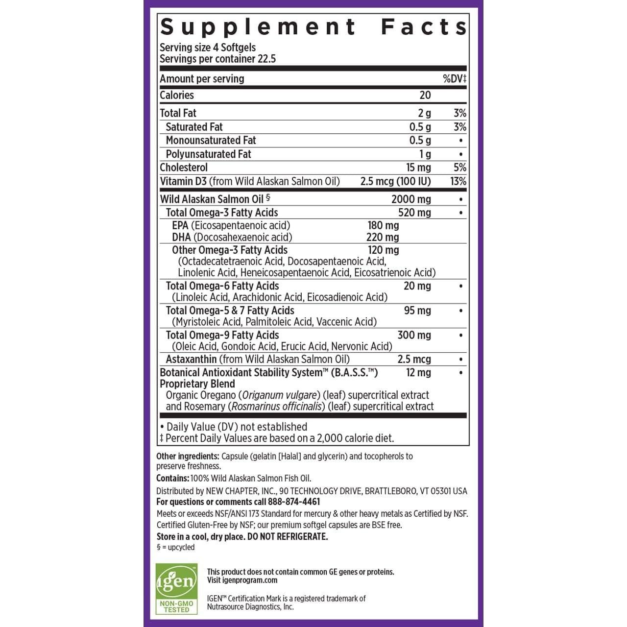 Suplemento Aceite de Pescado Wholemega New Chapter 90 Cápsulas