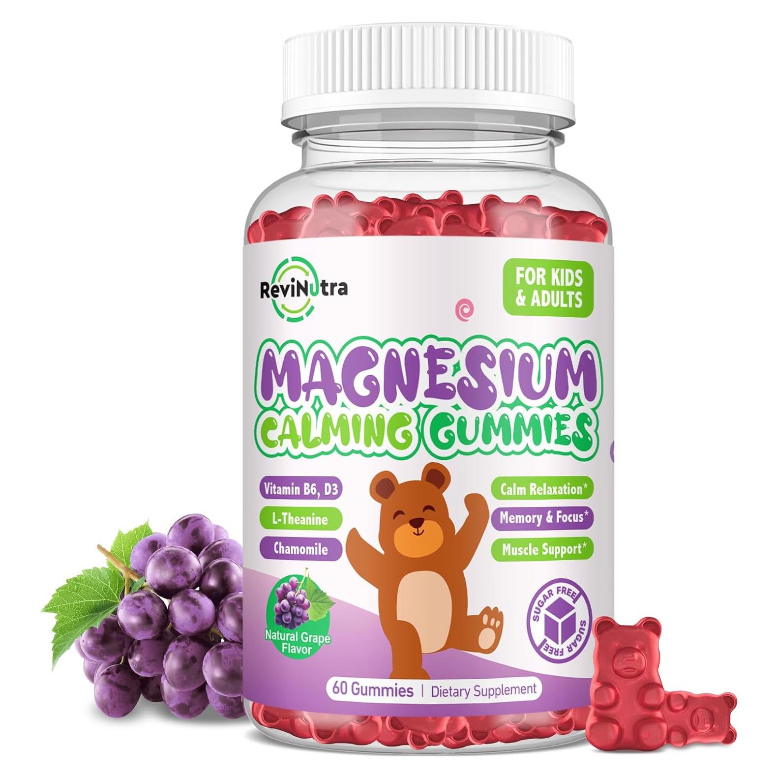 Gomitas de Magnesio Glicinato ReviNutra 60ct Uva Sin Azúcar