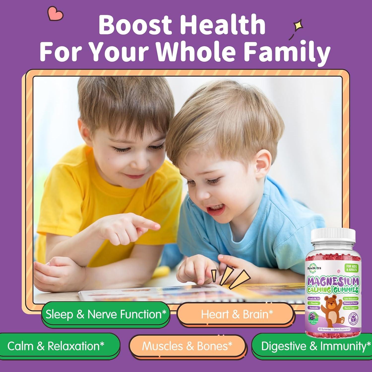 Gomitas de Magnesio Glicinato ReviNutra 60ct Uva Sin Azúcar