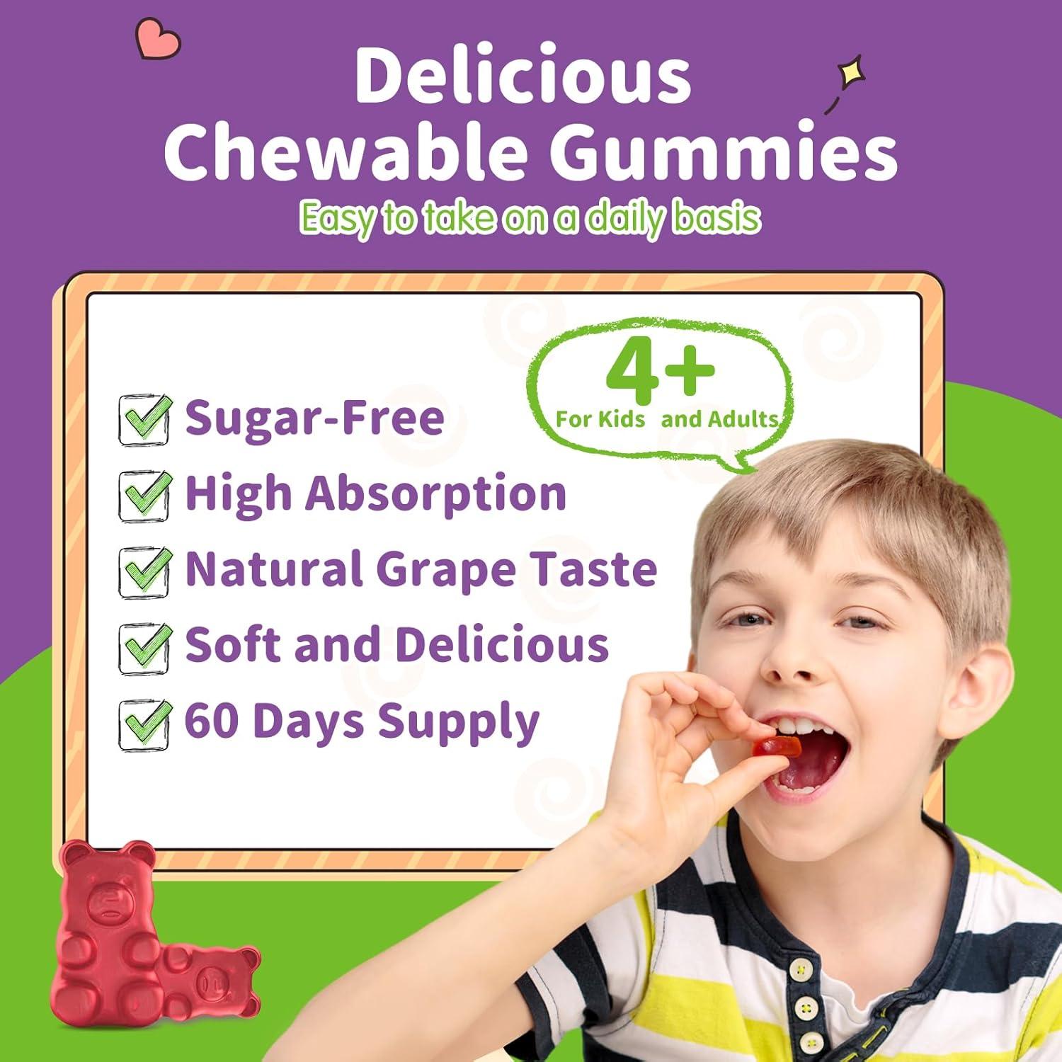 Gomitas de Magnesio Glicinato ReviNutra 60ct Uva Sin Azúcar