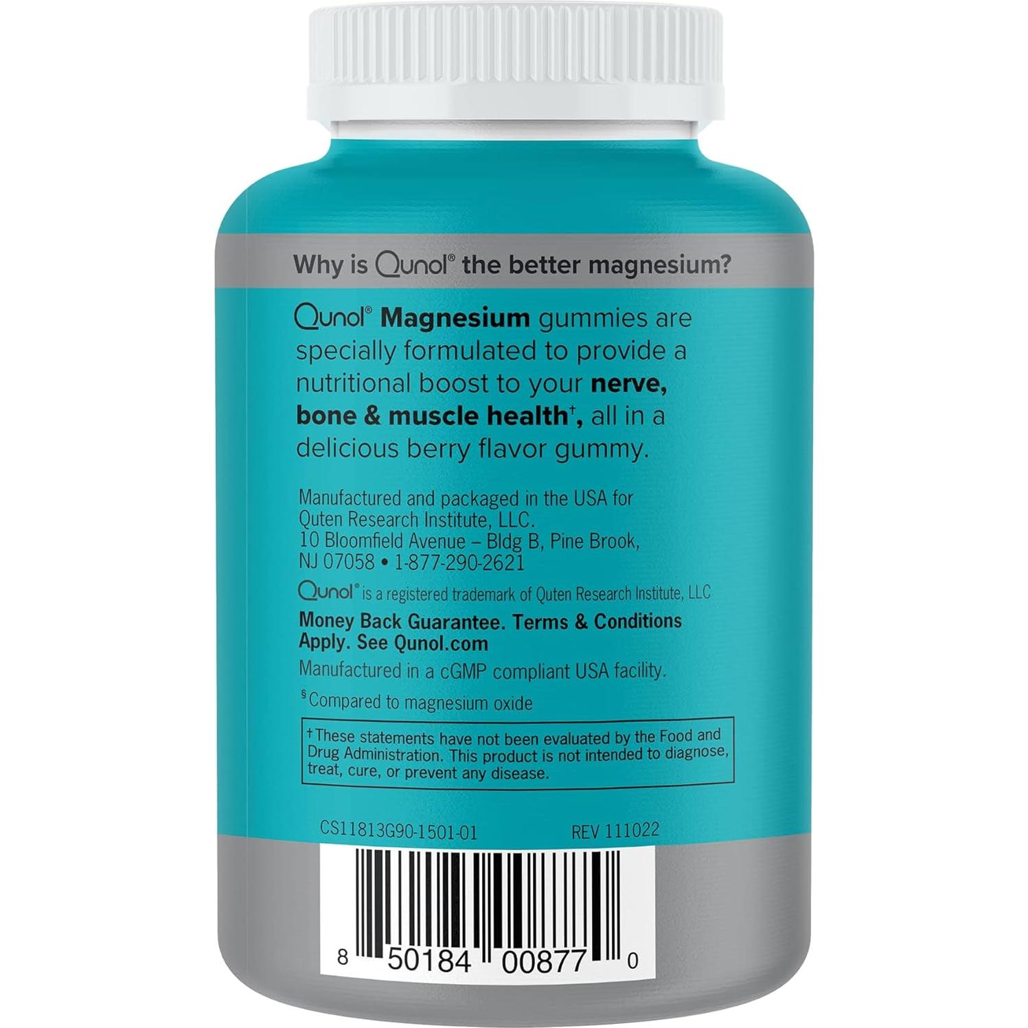 Gomitas de Magnesio Qunol 200mg - Suplemento Vegetariano 90 Unidades