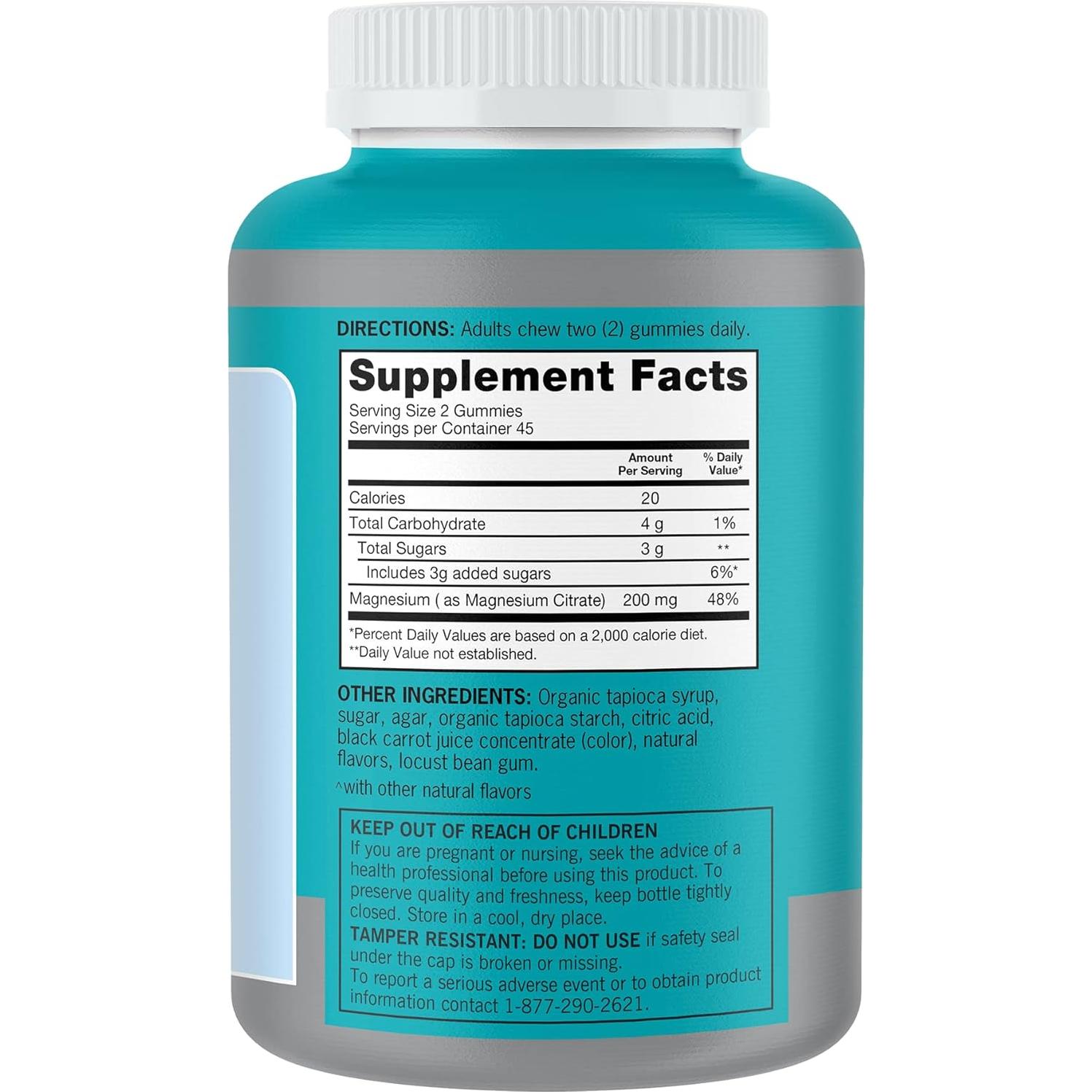 Gomitas de Magnesio Qunol 200mg - Suplemento Vegetariano 90 Unidades