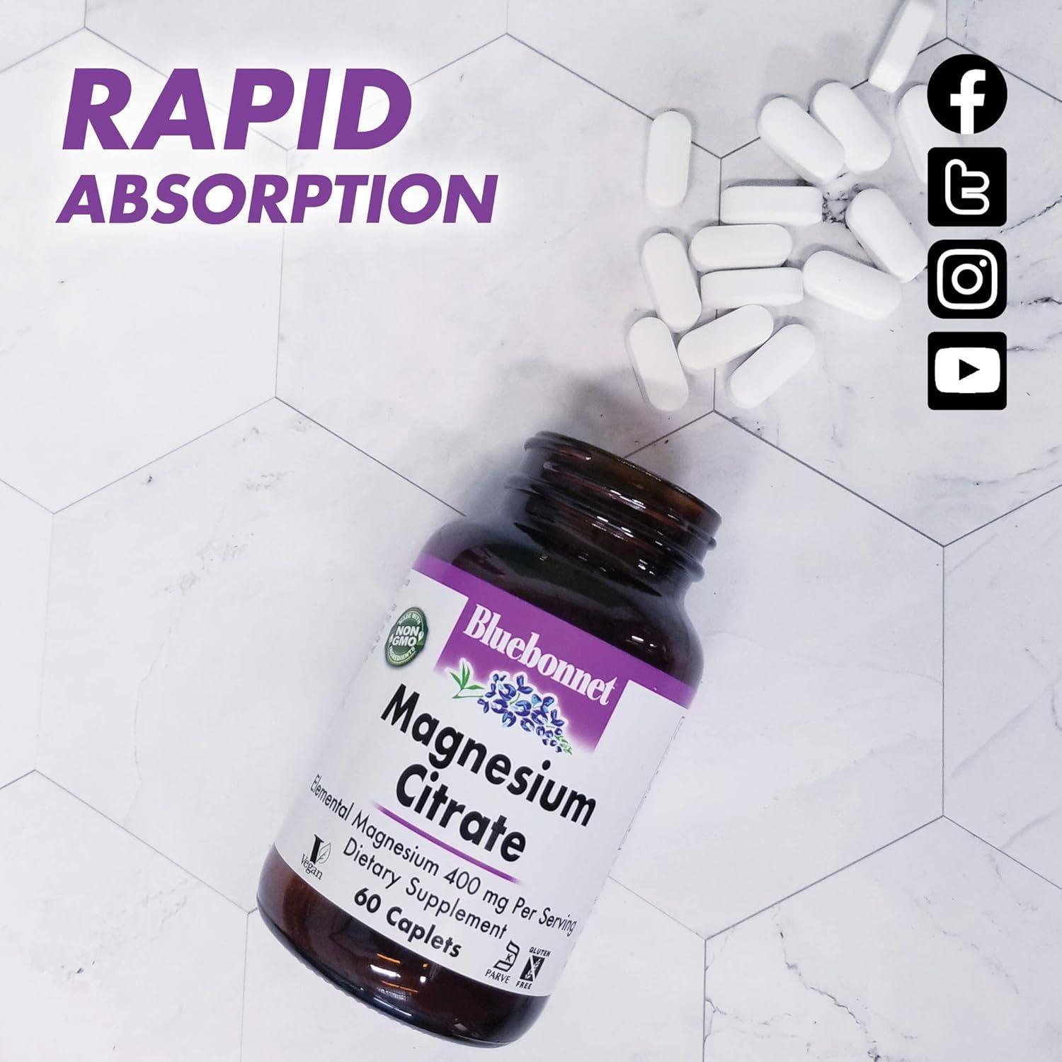 Citrato de Magnesio Bluebonnet 400mg - 60 Tabletas Veganas