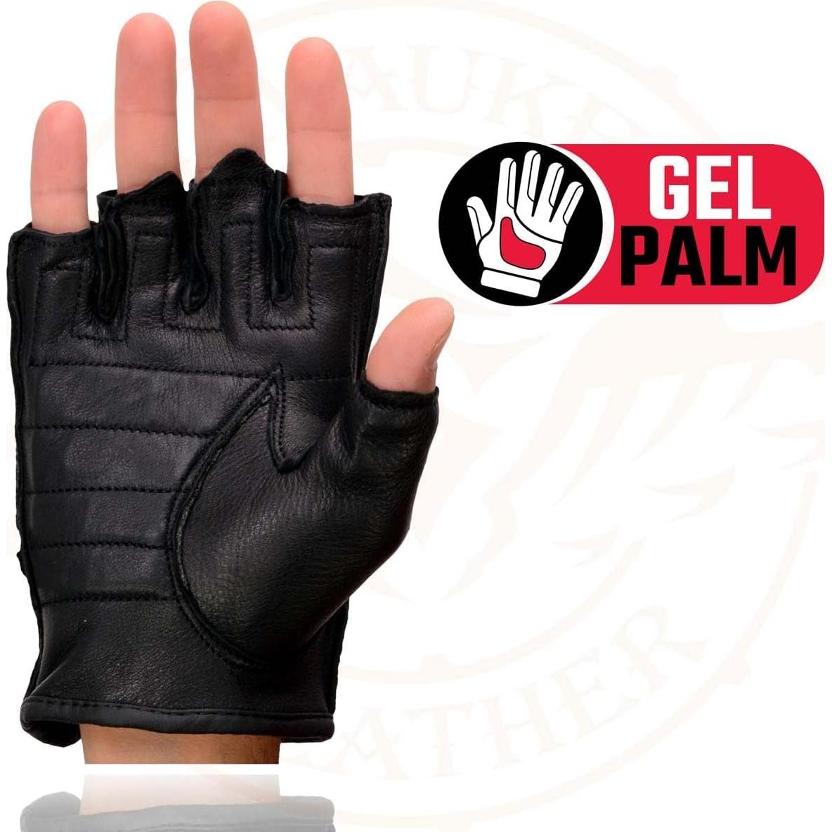 Guantes sin Dedos de Ciervo Negro Milwaukee Leather SH851 con Palma de Gel