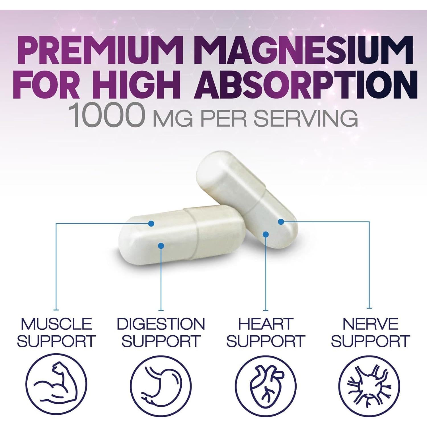 Cápsulas de Citrato de Magnesio 1000mg Health Nutrition - 60 Unidades