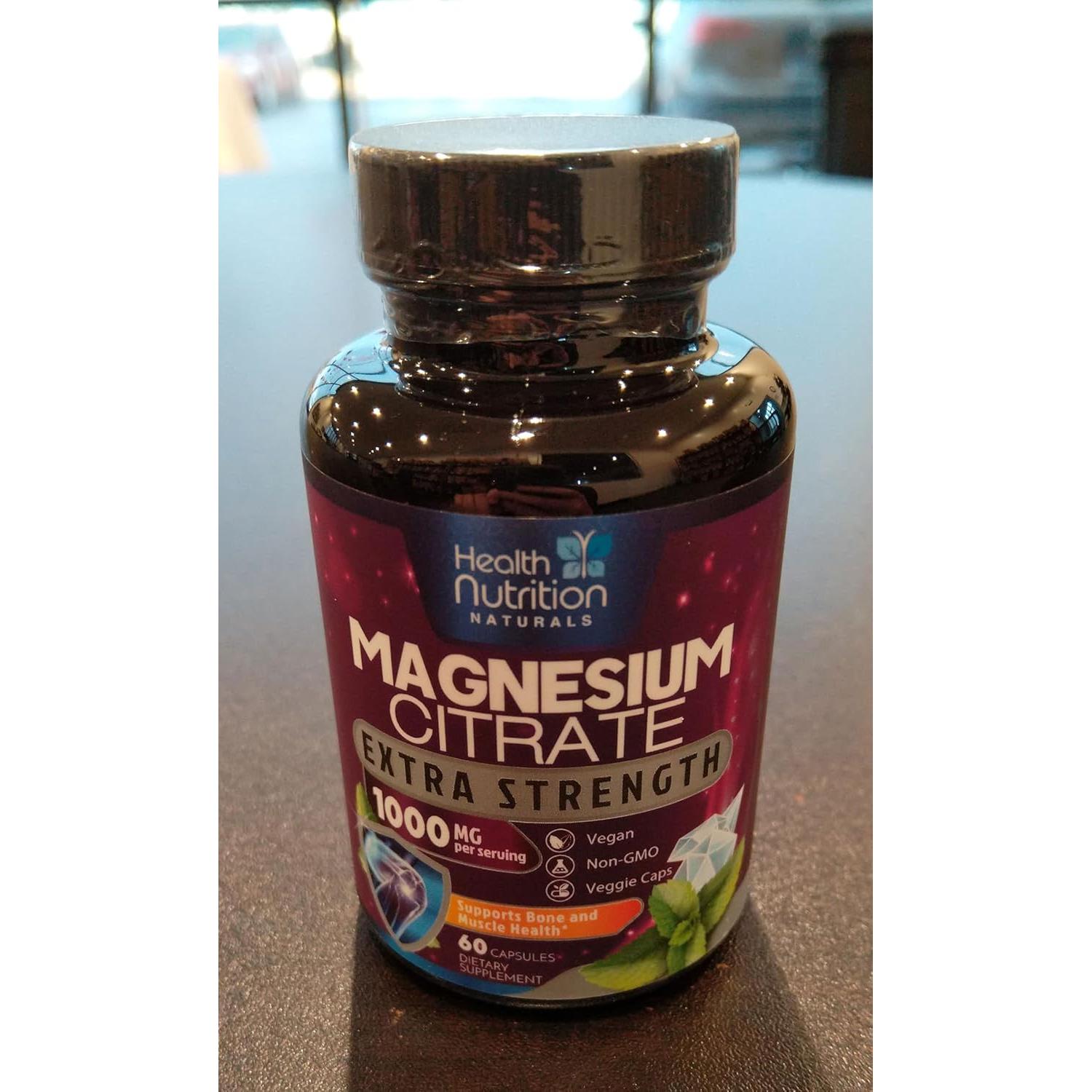 Cápsulas de Citrato de Magnesio 1000mg Health Nutrition - 60 Unidades