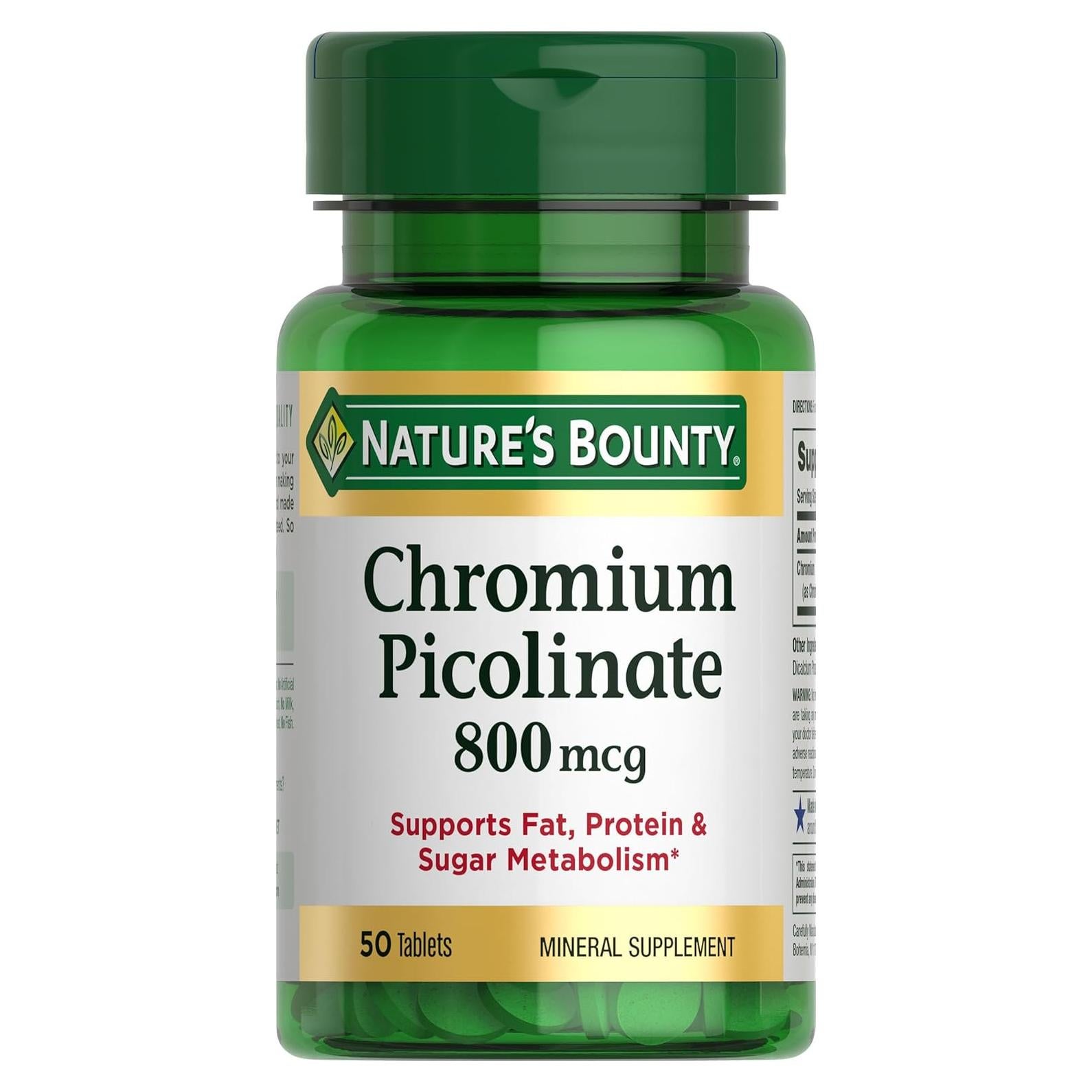 Cromo Picolinato Nature's Bounty 800 mcg, 50 Tabletas