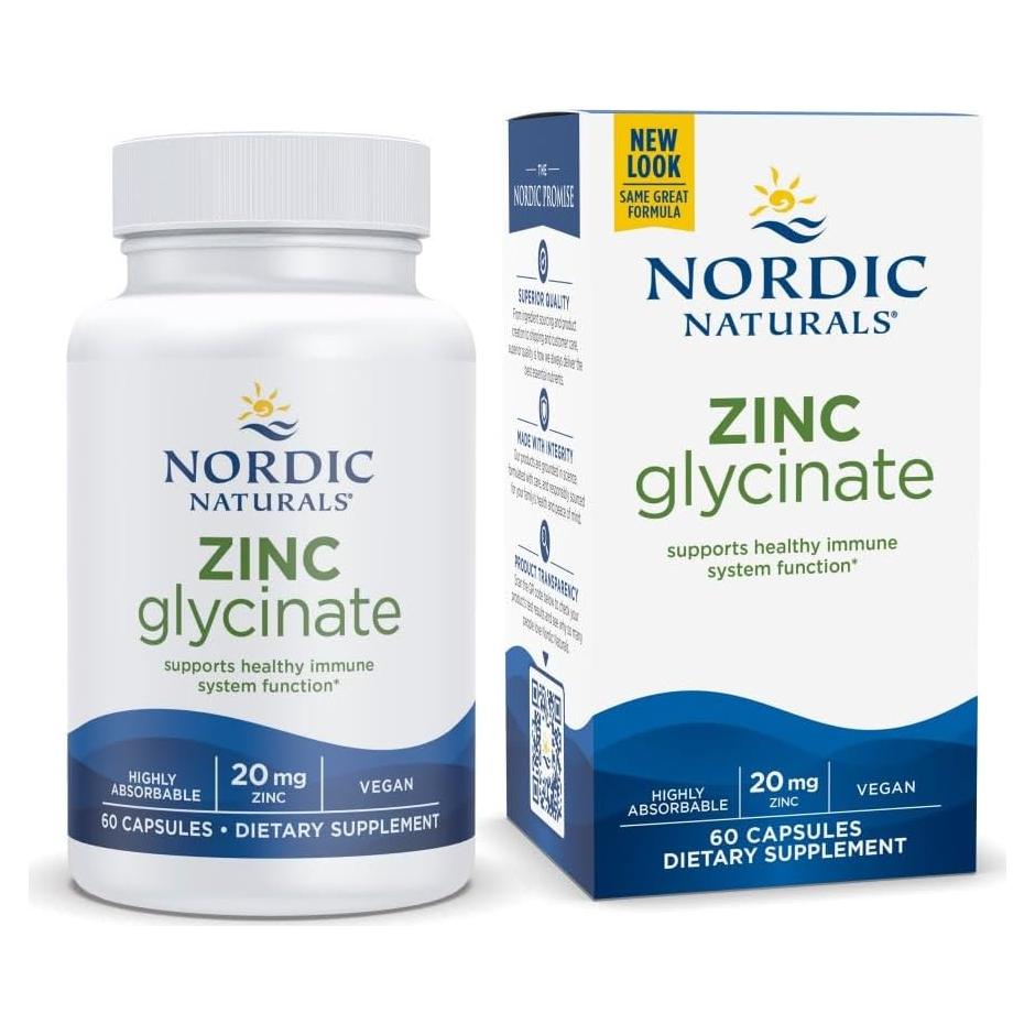 Zinc Glicinato Nordic Naturals 60 Cápsulas 20 mg Vegano