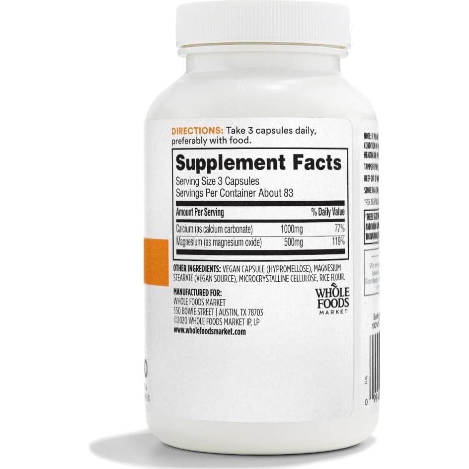 Cápsulas Veganas Cal-Mag 365 Whole Foods 250 Unidades
