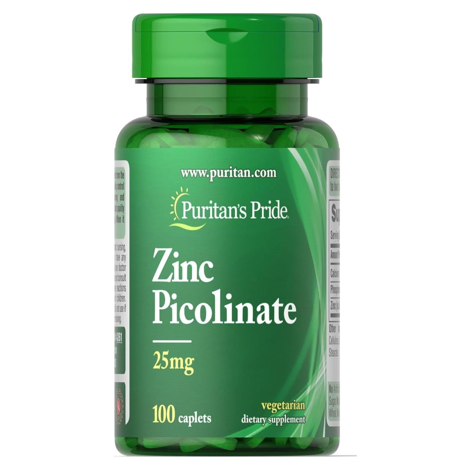 Suplemento de Zinc Picolinato Puritan's Pride 25mg 100 Tabletas