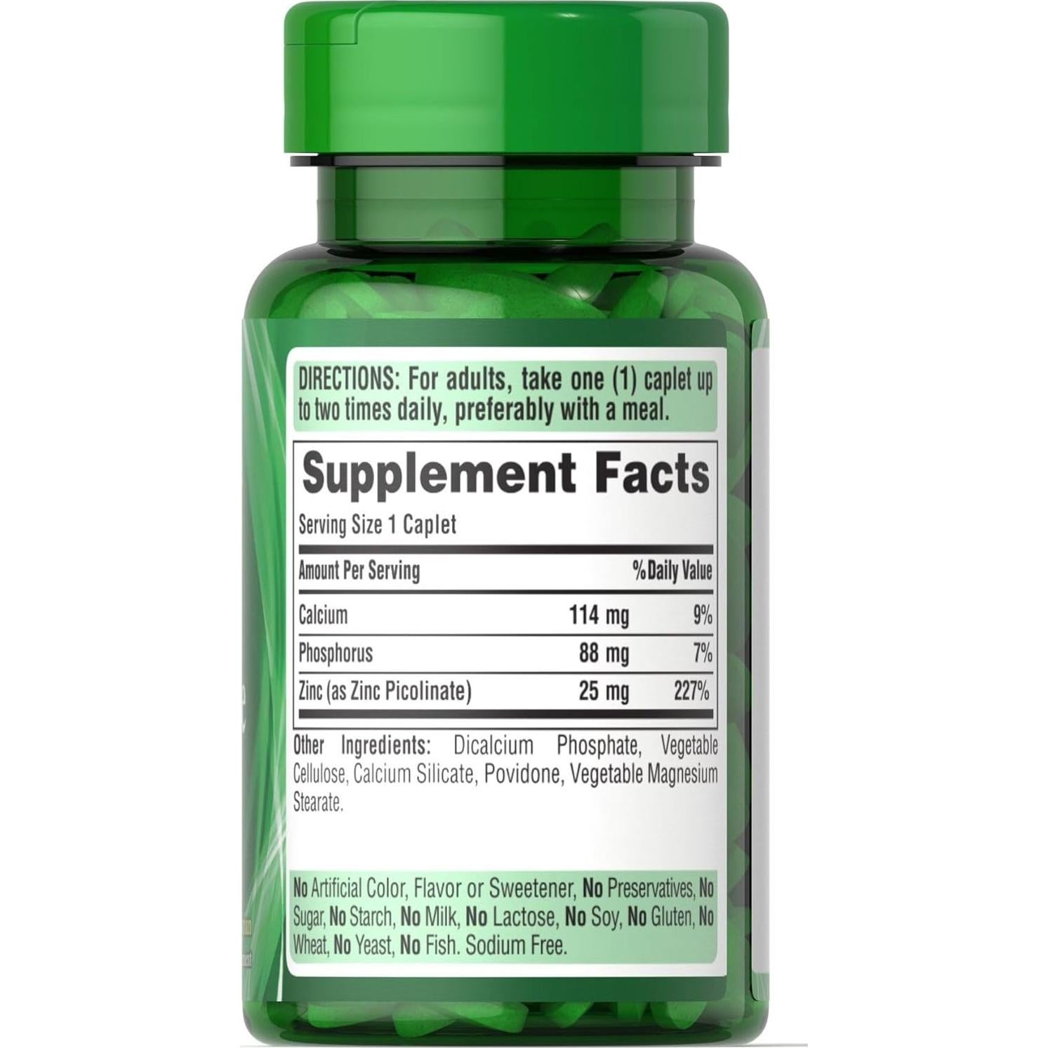 Suplemento de Zinc Picolinato Puritan's Pride 25mg 100 Tabletas