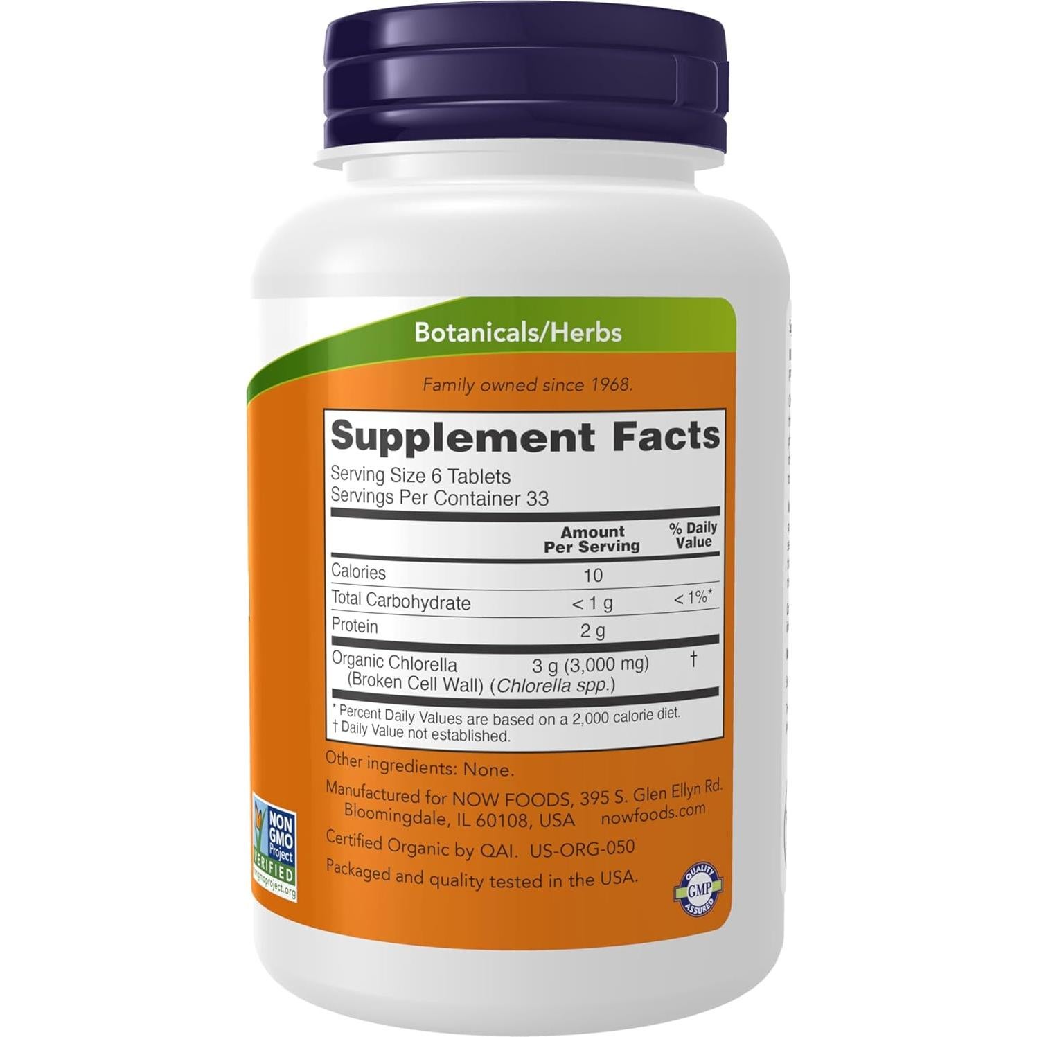 NOW Foods Chlorella Orgánica 500 mg 200 Tabletas - Superalimento Verde