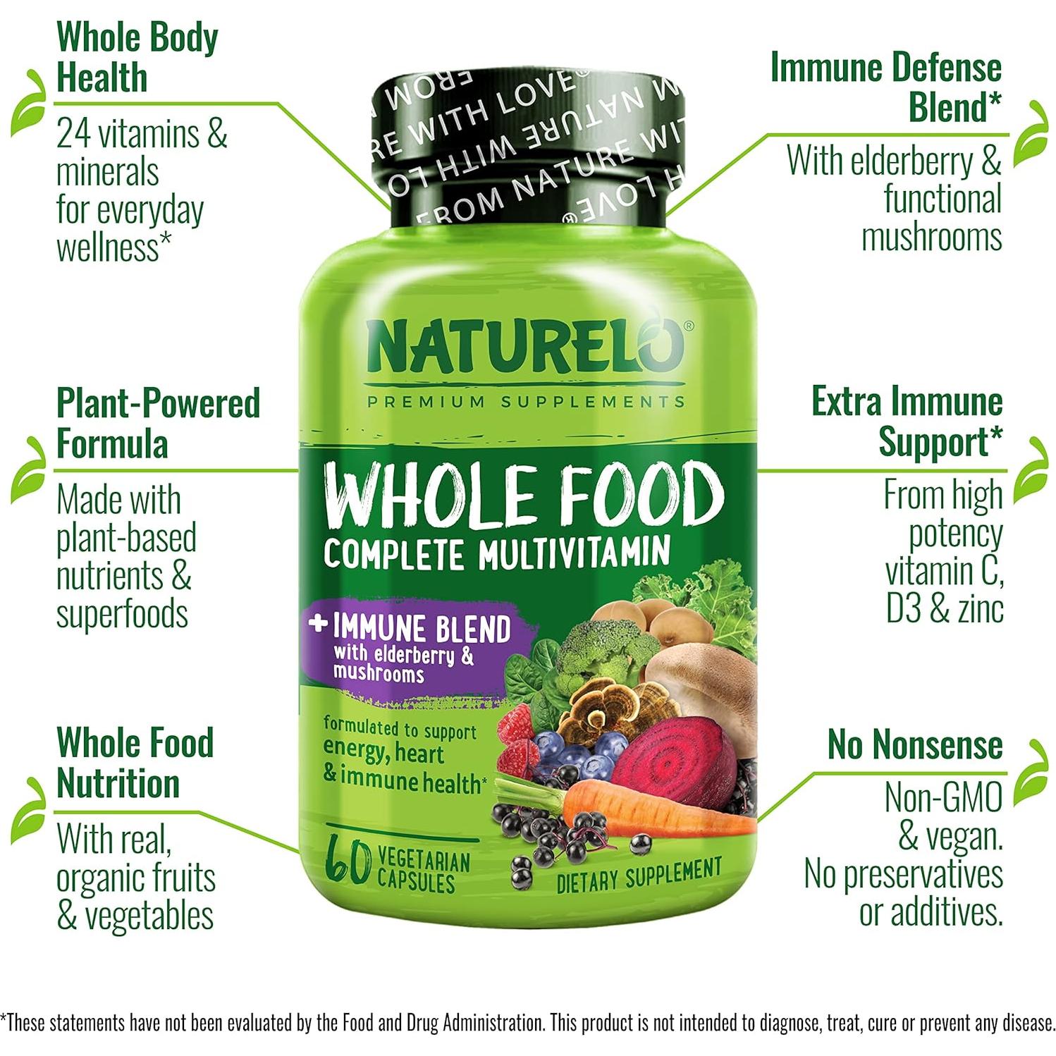 Multivitamina NATURELO 60 Cápsulas Veganas + Soporte Inmunológico