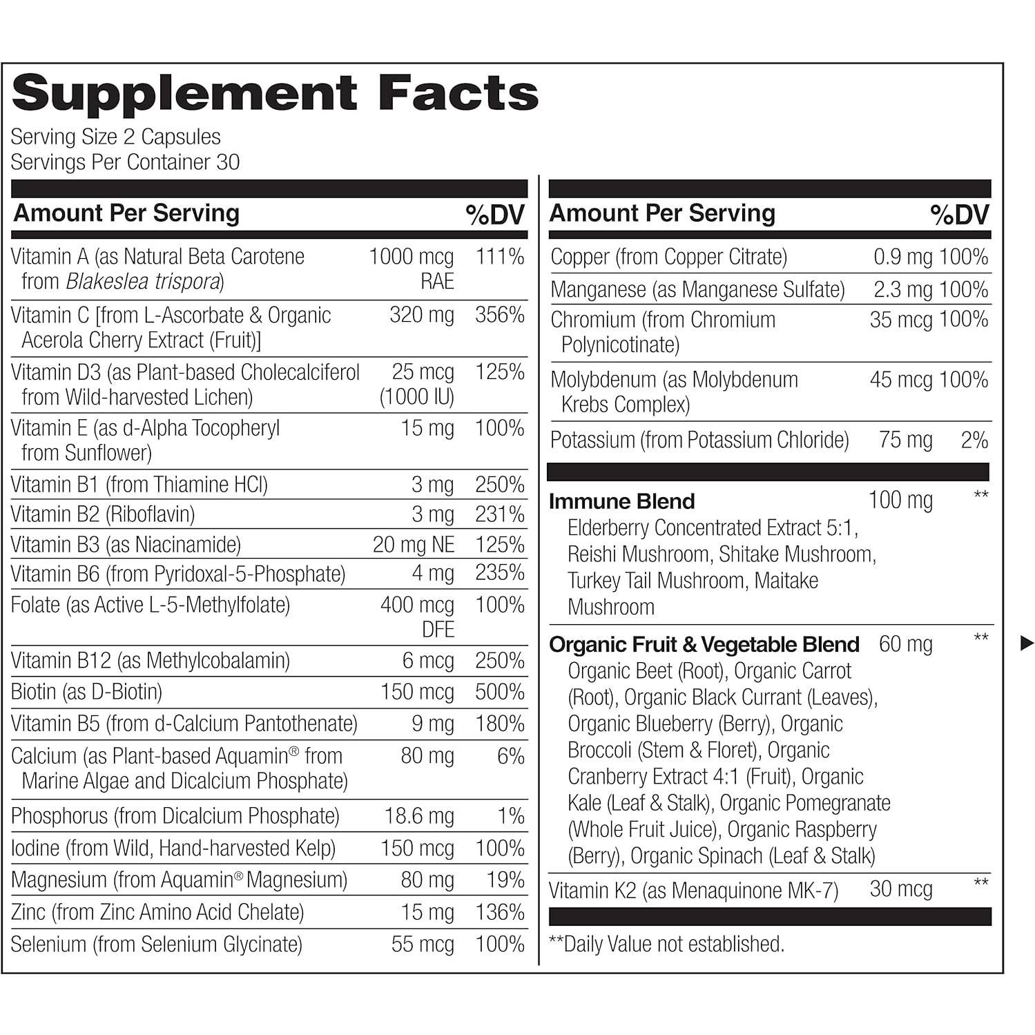 Multivitamina NATURELO 60 Cápsulas Veganas + Soporte Inmunológico