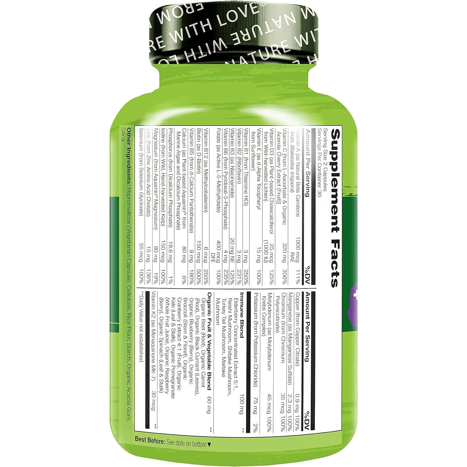 Multivitamina NATURELO 60 Cápsulas Veganas + Soporte Inmunológico