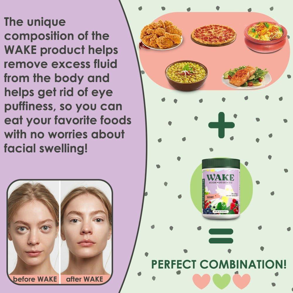 WAKE Super Greens Polvo 308g - Baya de Acai y Camu Camu