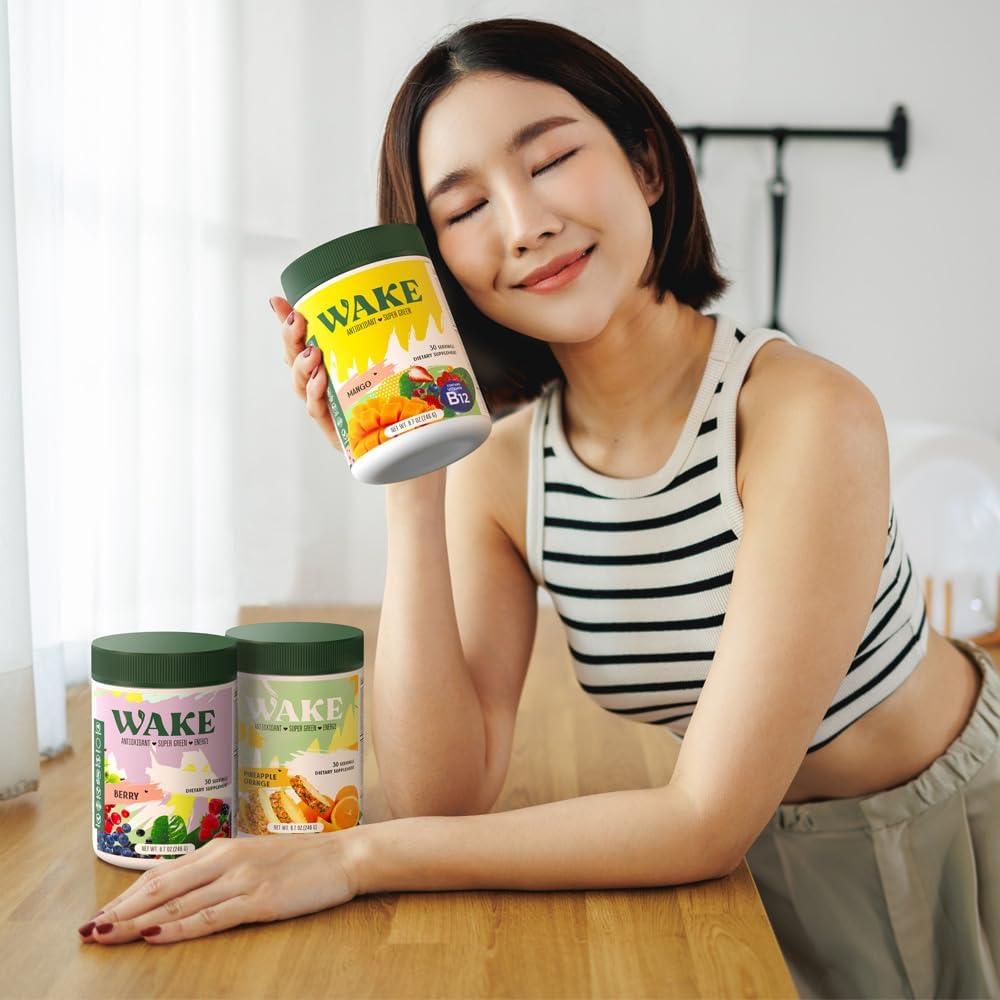 WAKE Super Greens Polvo 308g - Baya de Acai y Camu Camu