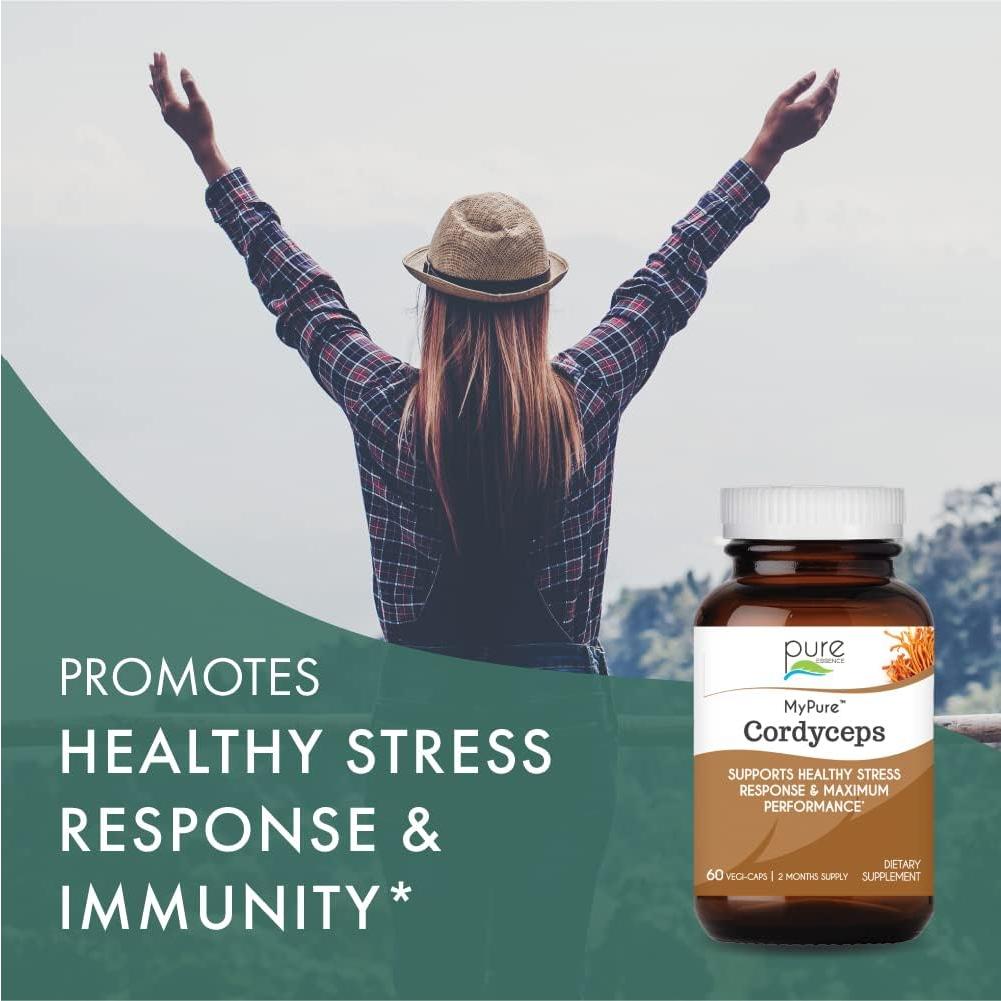 Suplemento de Hongo Cordyceps Orgánico Pure Essence Labs 60 Cápsulas