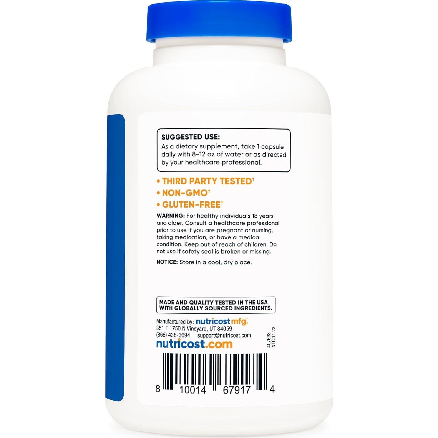 Melón Amargo Nutricost 600mg - 180 Cápsulas Sin Gluten