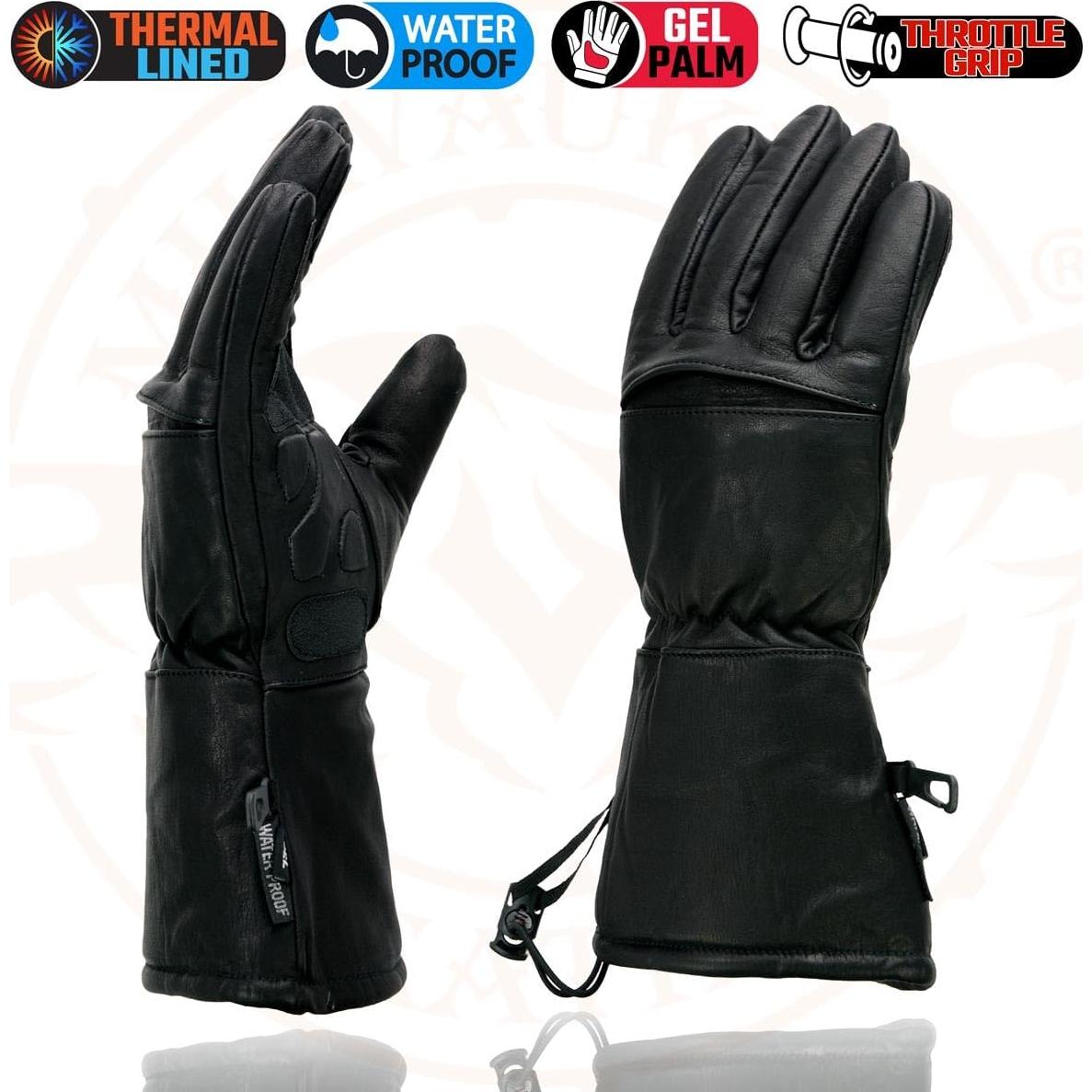 Guantes de cuero Milwaukee Leather MG7505 para hombres negros