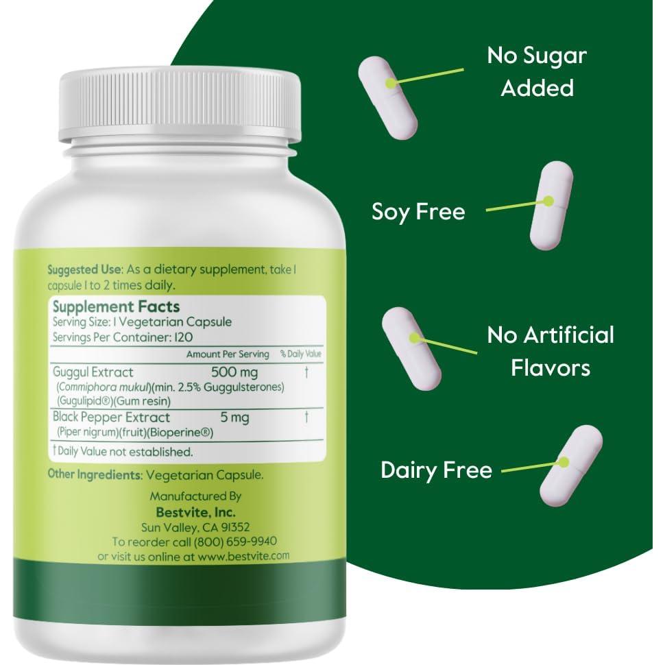 Extracto de Guggul 500mg Bestvite - 120 Cápsulas Veganas
