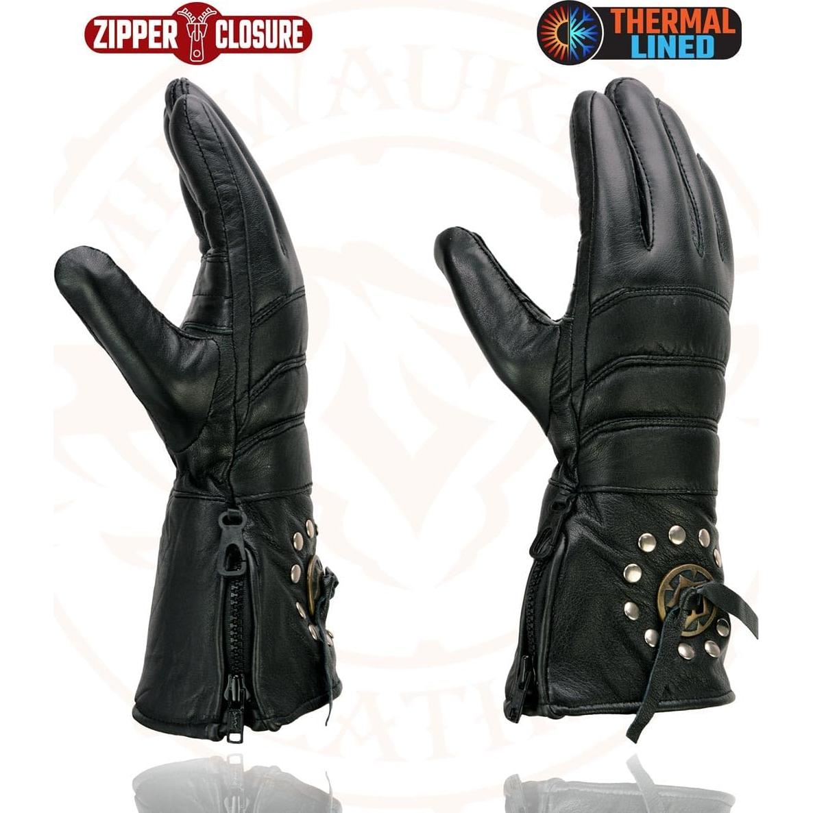 Guantes de Cuero Milwaukee Leather MG7505 para Hombre Negro