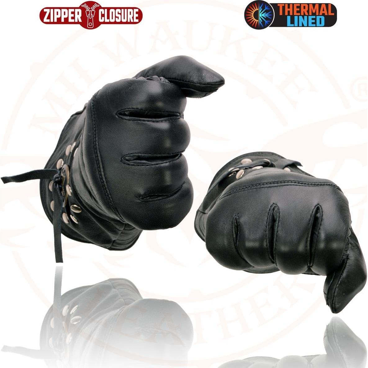 Guantes de Cuero Milwaukee Leather MG7505 para Hombre Negro