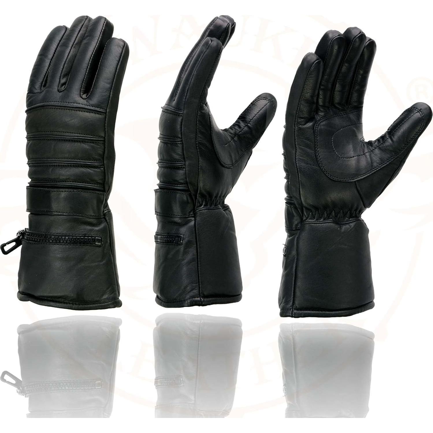 Guantes de cuero Milwaukee Leather MG7505 para moto 5X negro