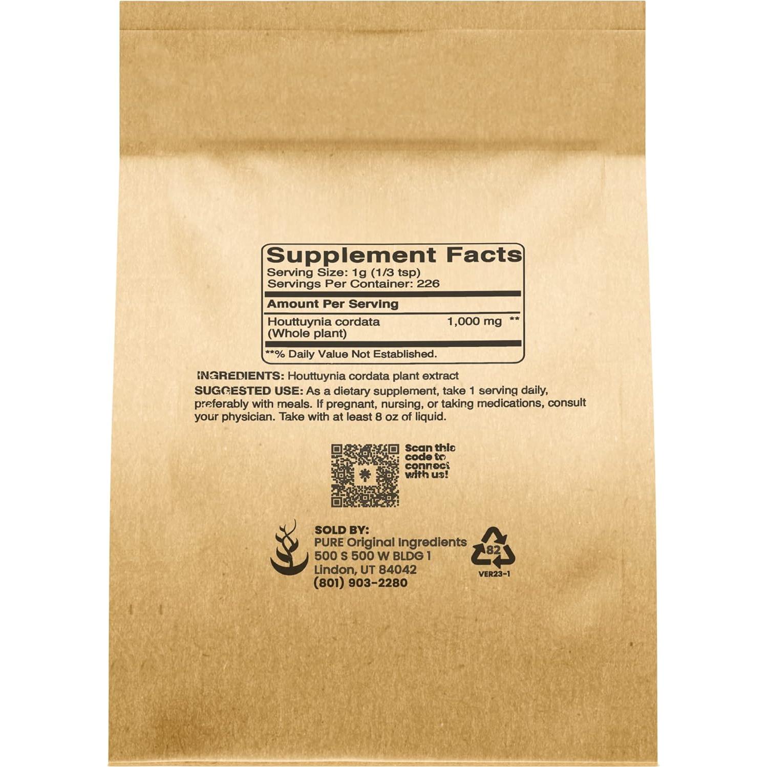 Suplemento Herbal Houttuynia Cordata 227g Ingredientes Originales