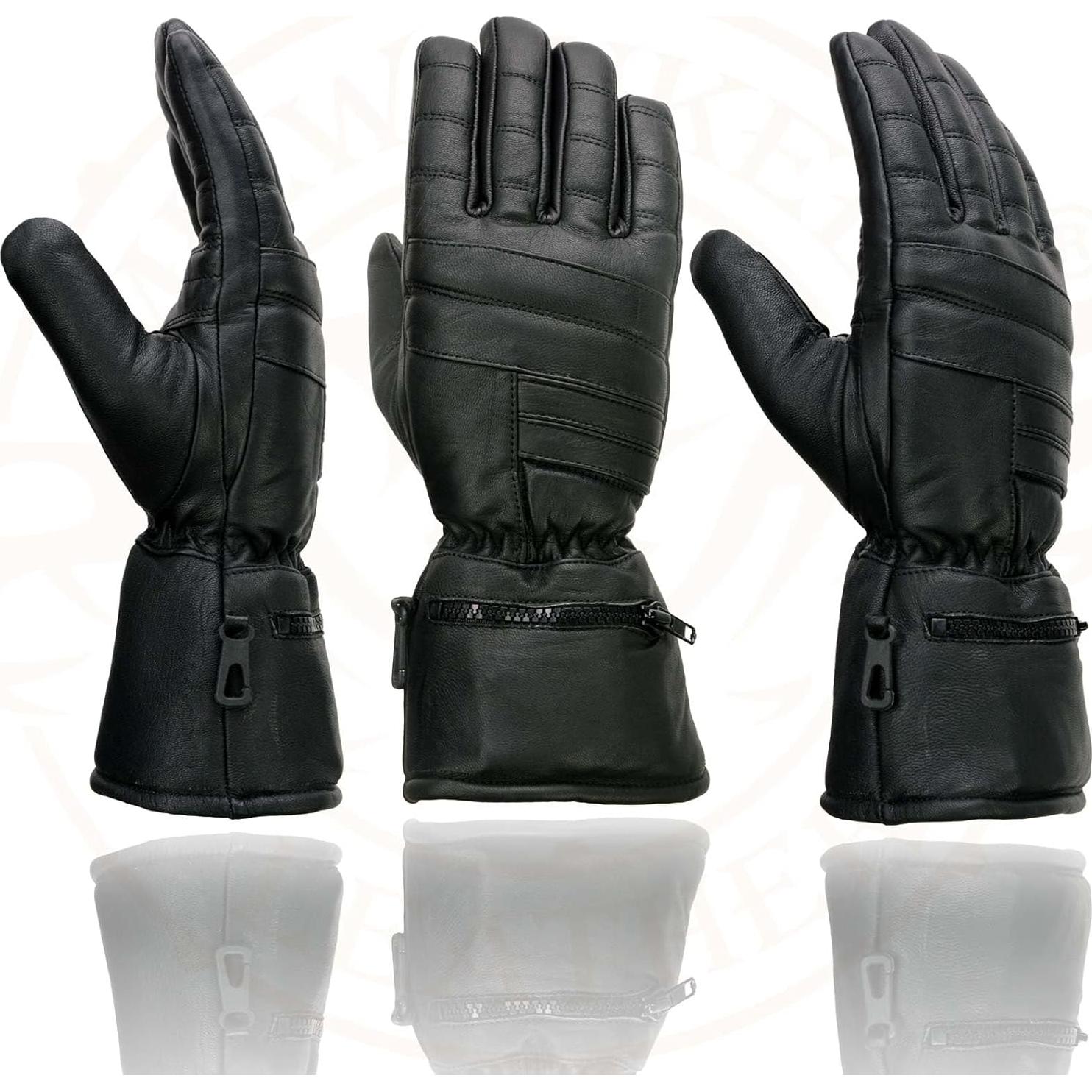 Guantes de cuero Milwaukee Leather MG7505 para moto en negro