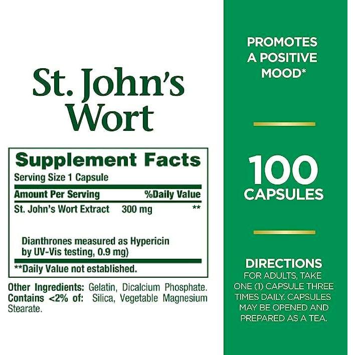 Suplemento Herbal Hierba de San Juan Nature's Bounty 300mg 100 Cápsulas