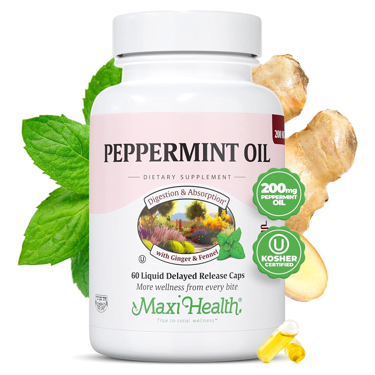 Cápsulas de Aceite de Menta Maxi Health - 60 Cápsulas Veganas