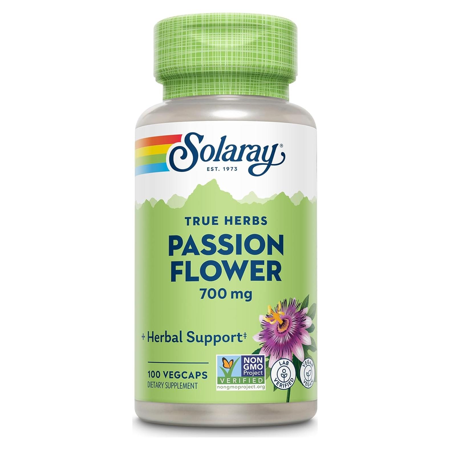 Cápsulas de Flor de Pasión Solaray 700 mg - Veganas 100 VegCaps