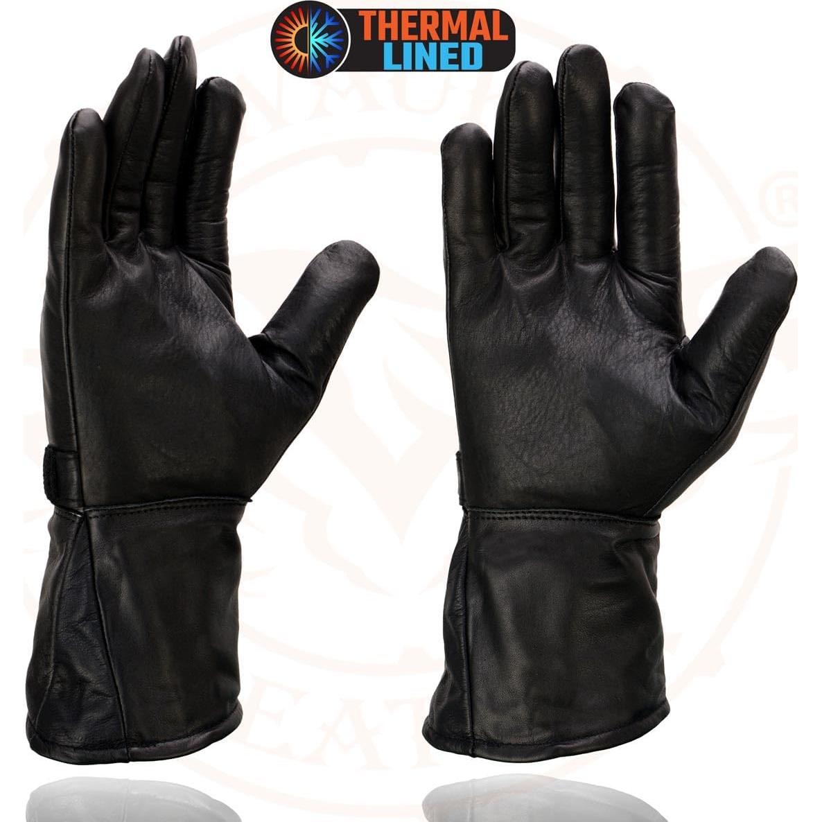 Guantes de cuero Milwaukee Leather MG7505 para moto en negro
