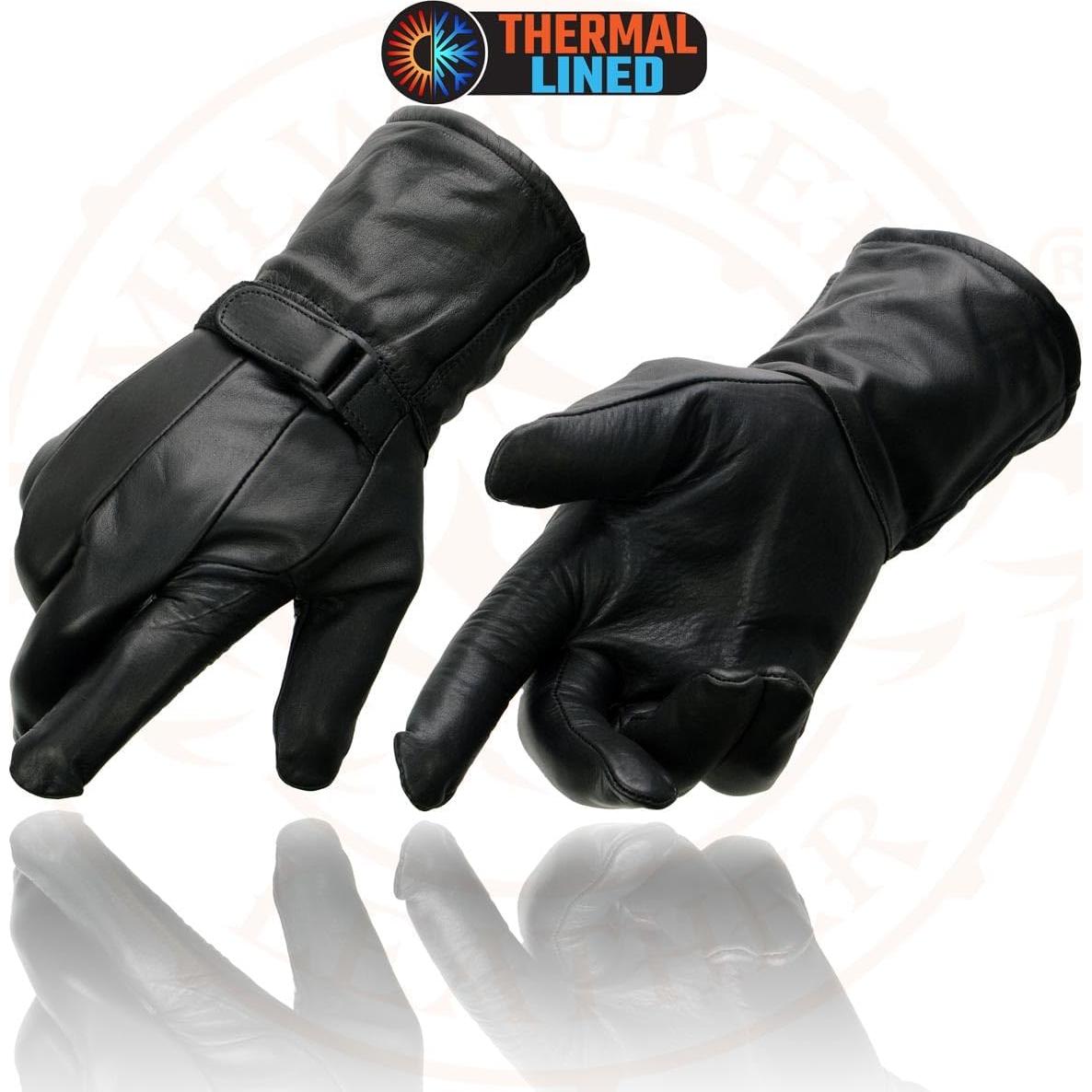 Guantes de cuero Milwaukee Leather MG7505 para moto en negro